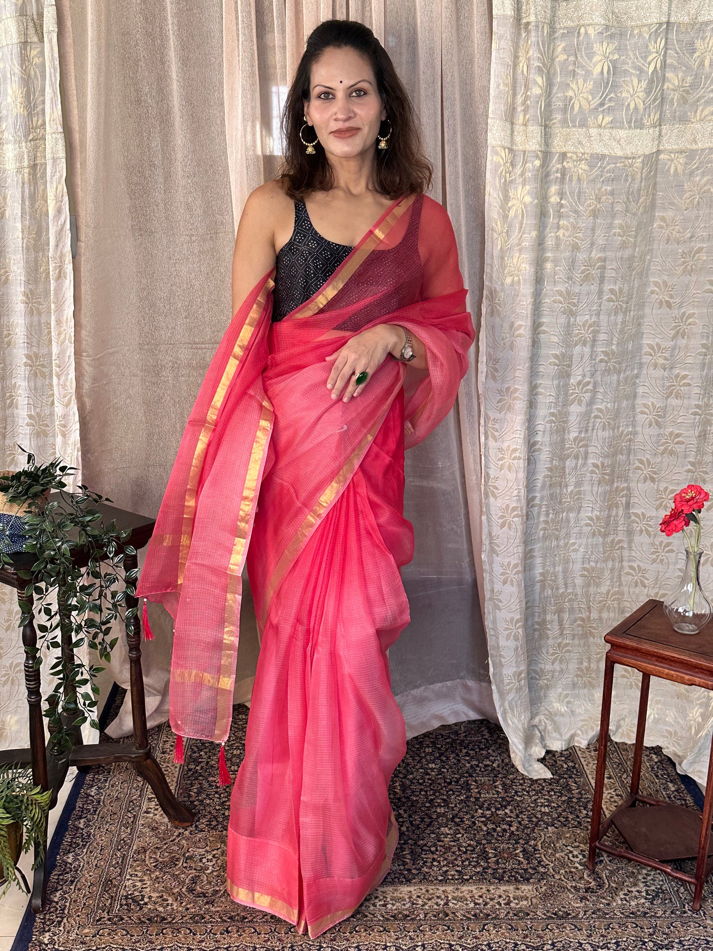 Pink Dual Shade Kota Silk Sari - Raahini