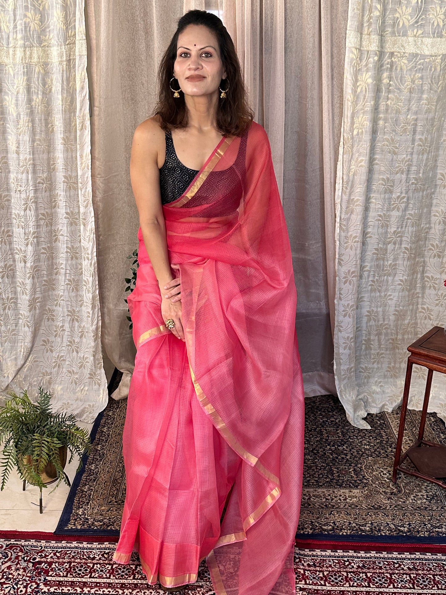 Pink Dual Shade Kota Silk Sari - Raahini