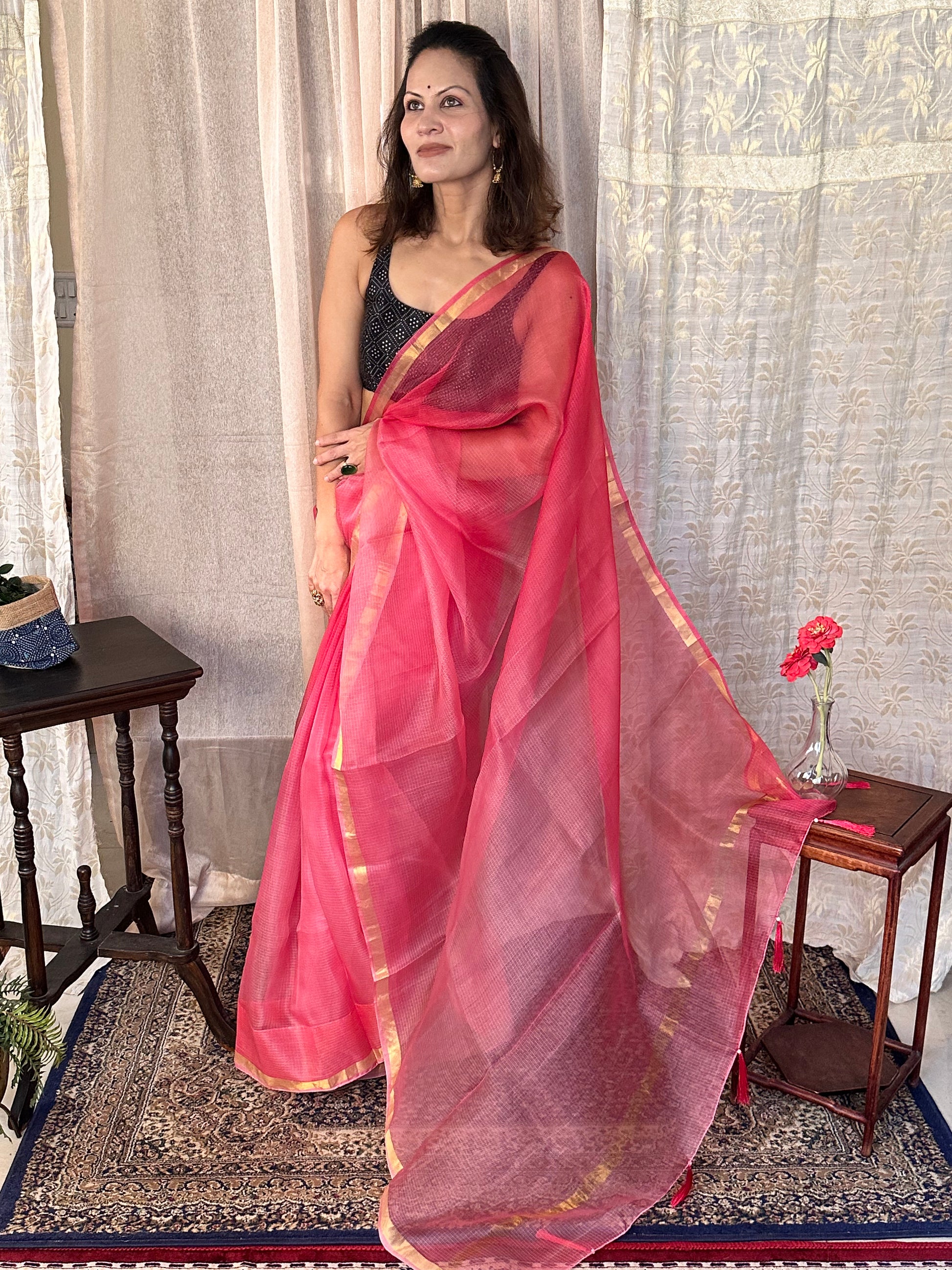 Pink Dual Shade Kota Silk Sari - Raahini