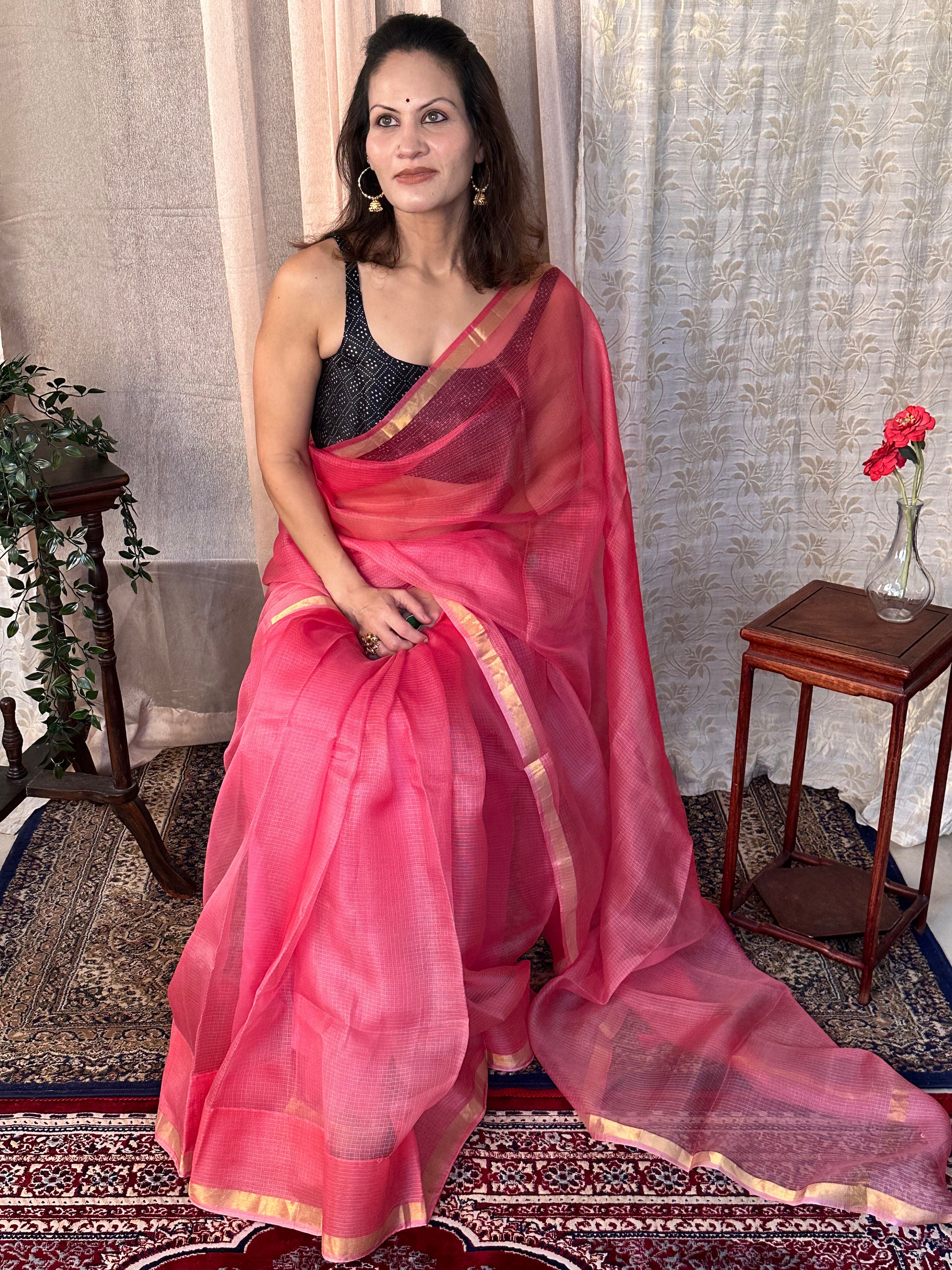 Pink Dual Shade Kota Silk Sari - Raahini