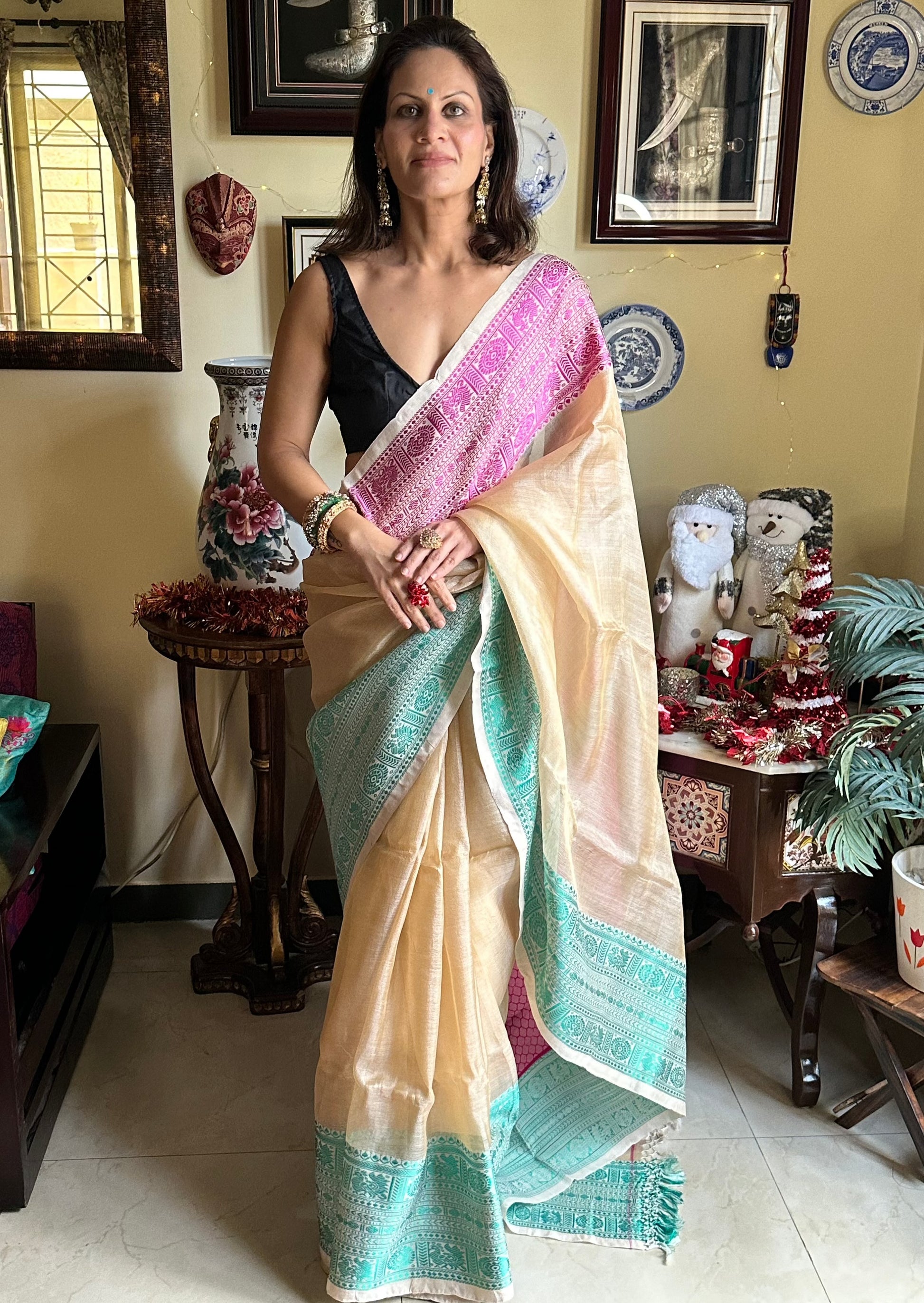 Tassur Silk with Intricate Hand Embroidery - Raahini