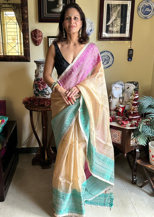 Tassur Silk with Intricate Hand Embroidery - Raahini