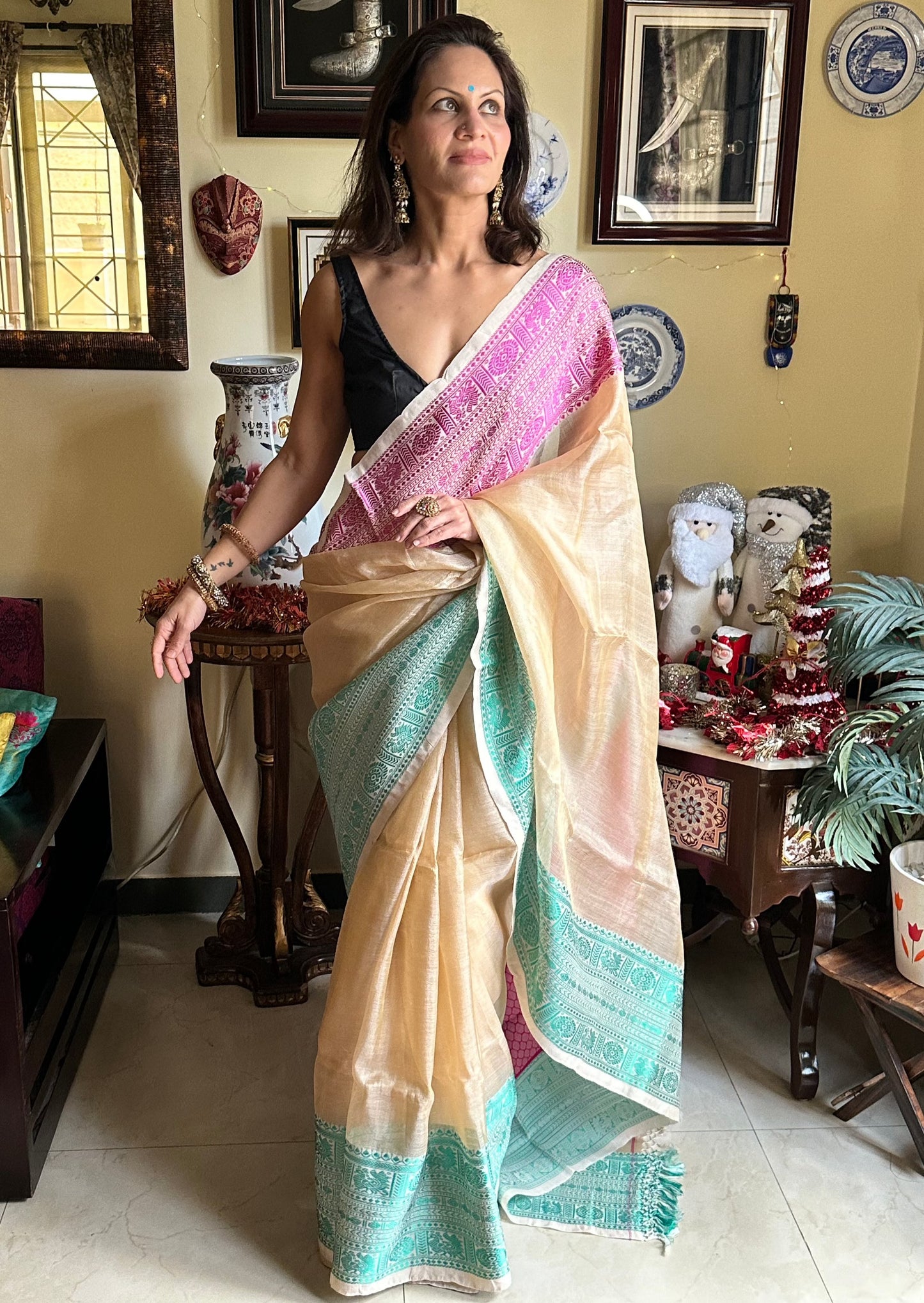 Tassur Silk with Intricate Hand Embroidery - Raahini