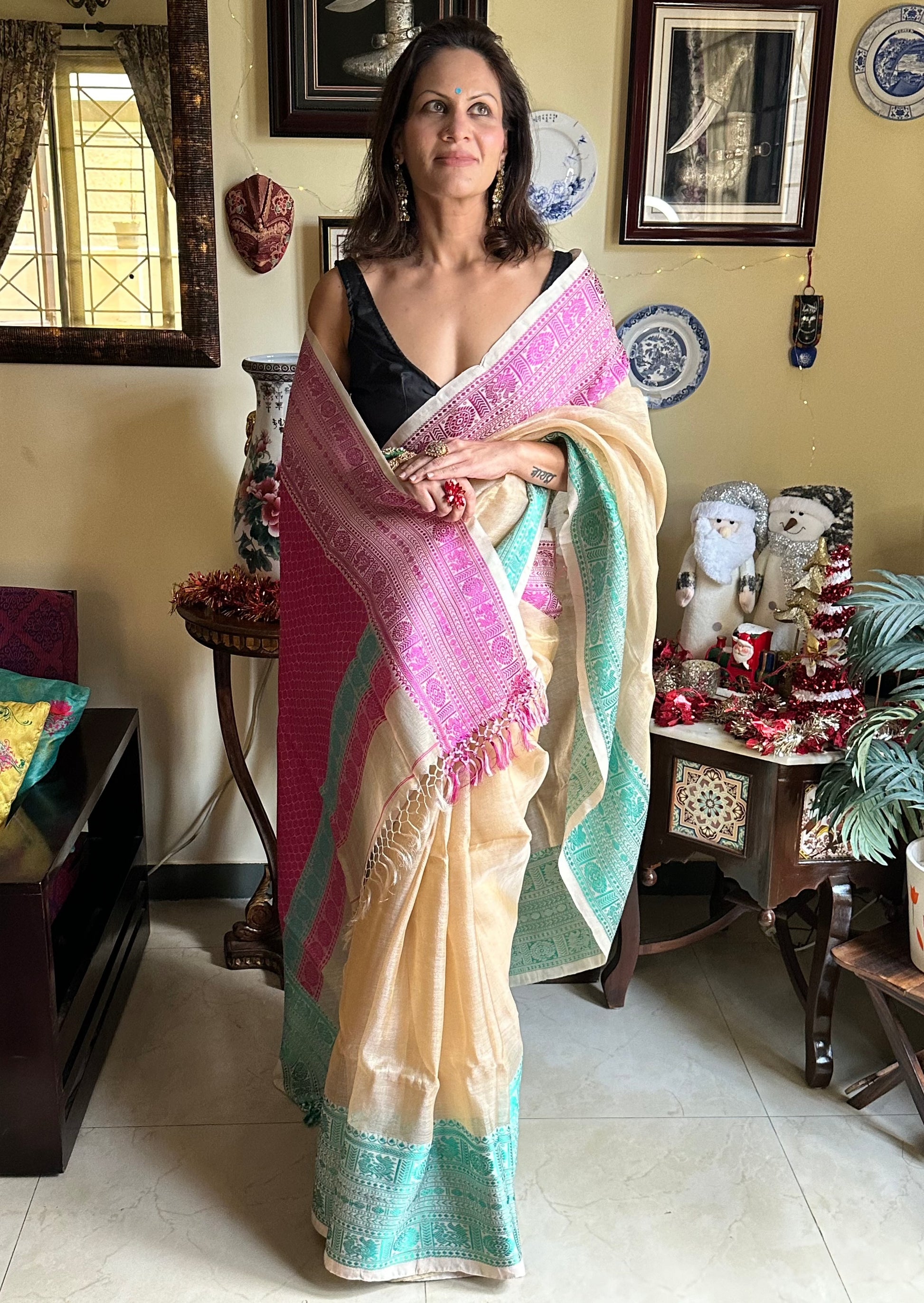 Tassur Silk with Intricate Hand Embroidery - Raahini