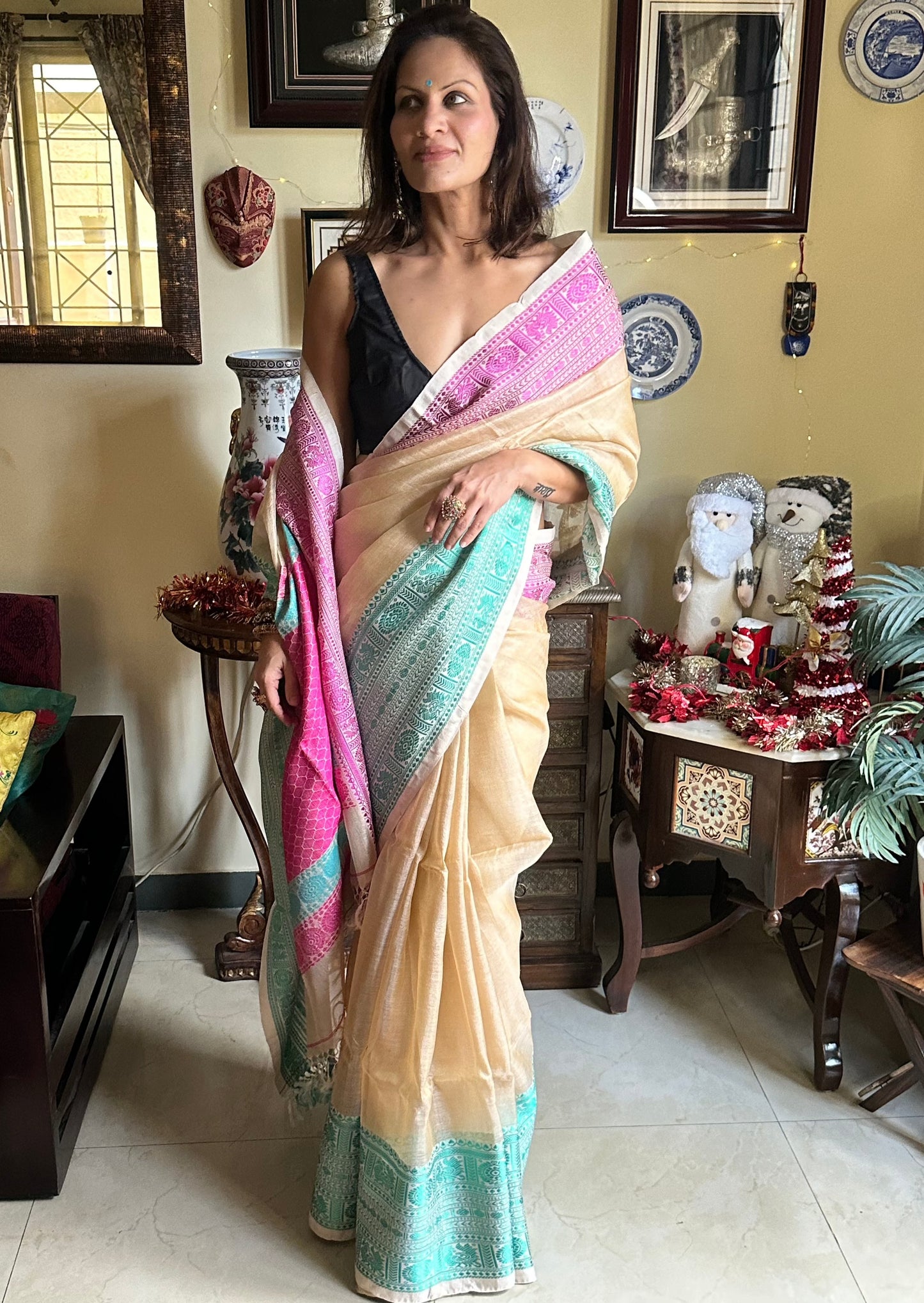 Tassur Silk with Intricate Hand Embroidery - Raahini