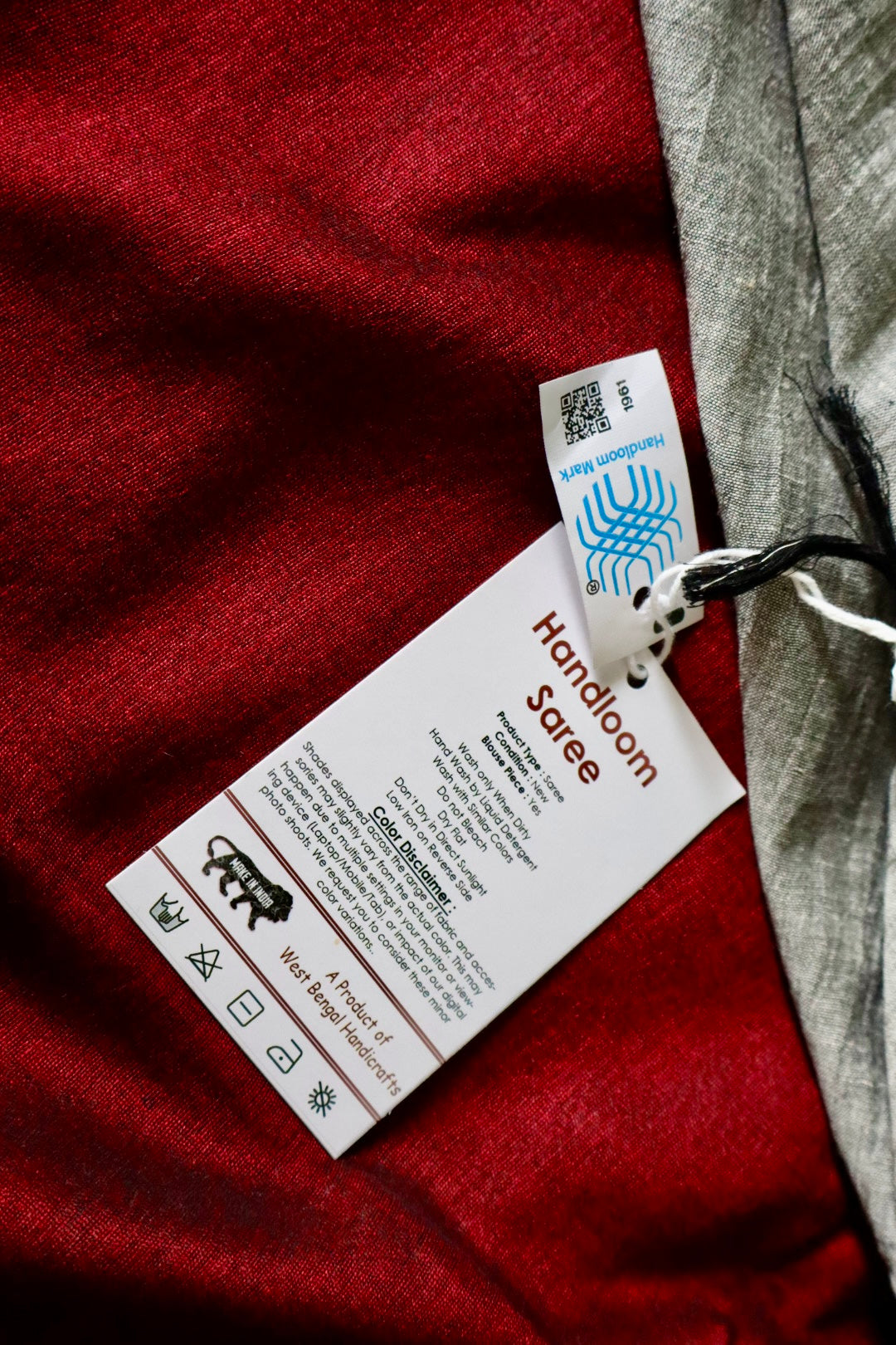 Grey Pure Handloom Cotton Jamdani Saree with Handloom Mark Card