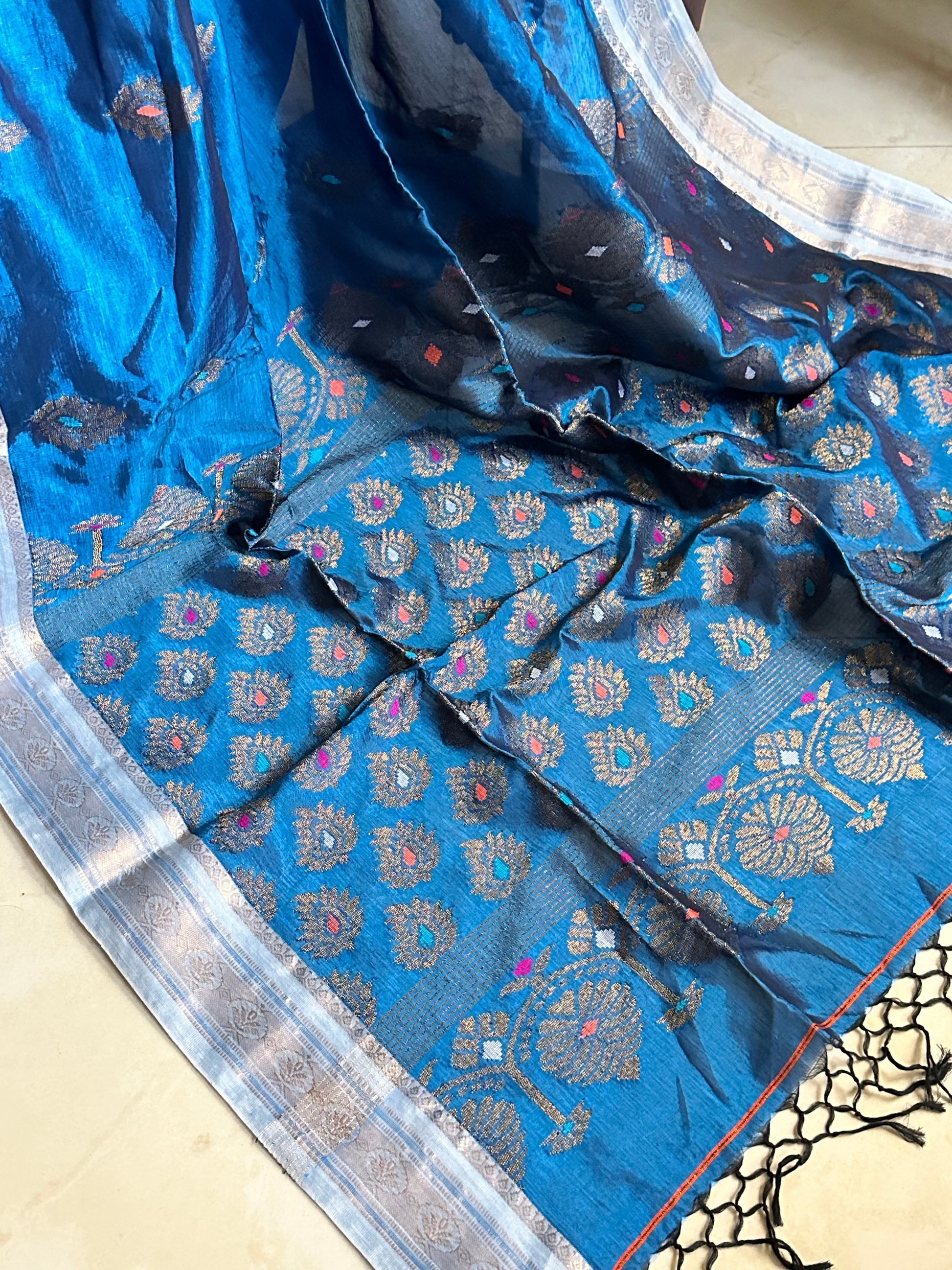 Pure Katan Silk and Cotton Banarasi sari with Zari Work - Raahini