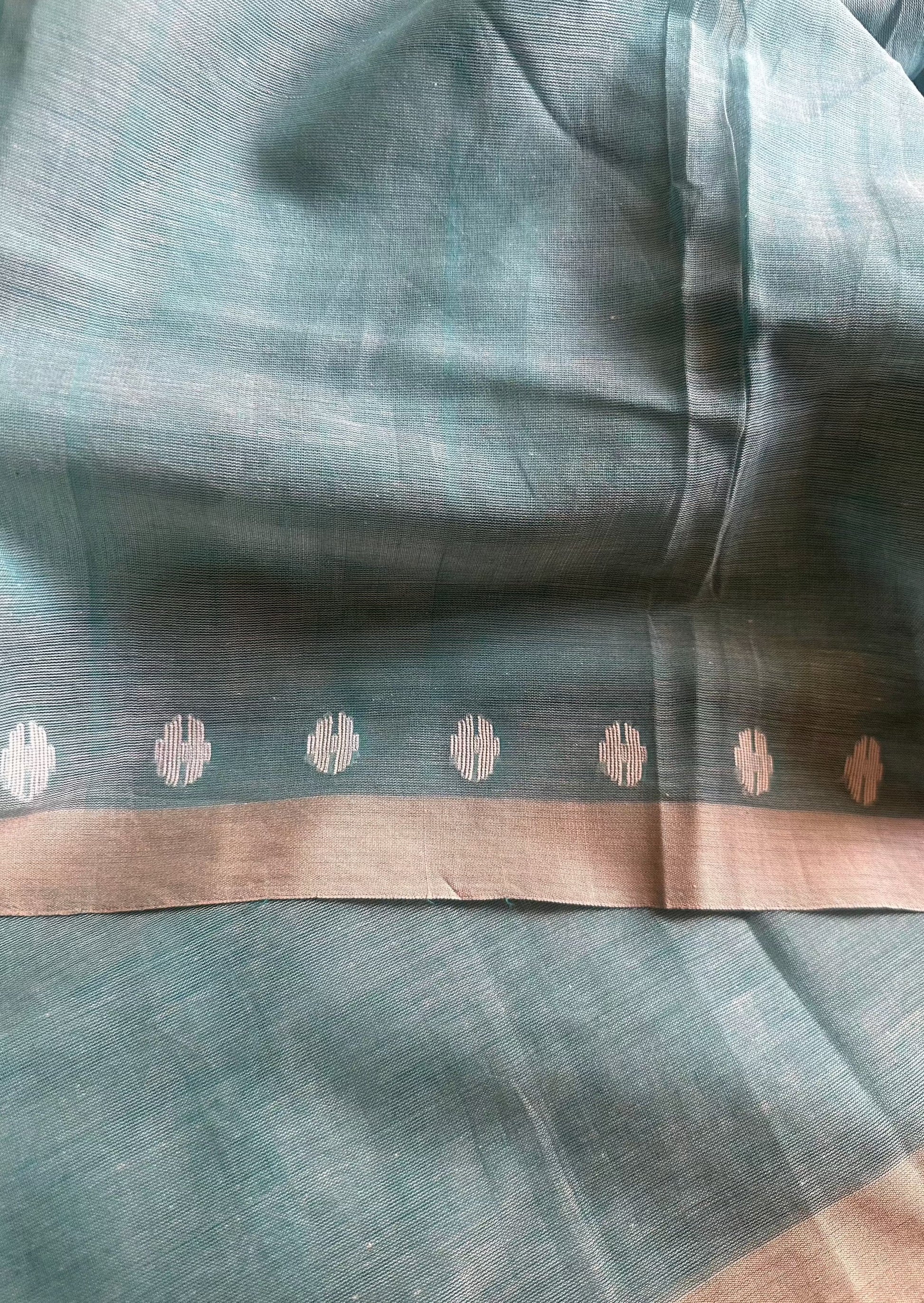 Hand Spun Pure Fine Cotton Jamdani with Woven Butterflies - Raahini