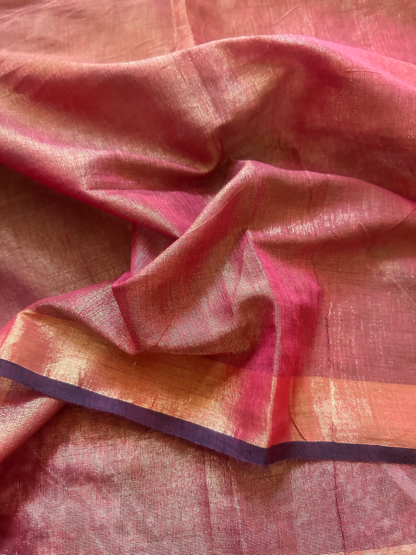 Red Pure Mul Mul Handwoven Tissue Cotton Sari - Raahini