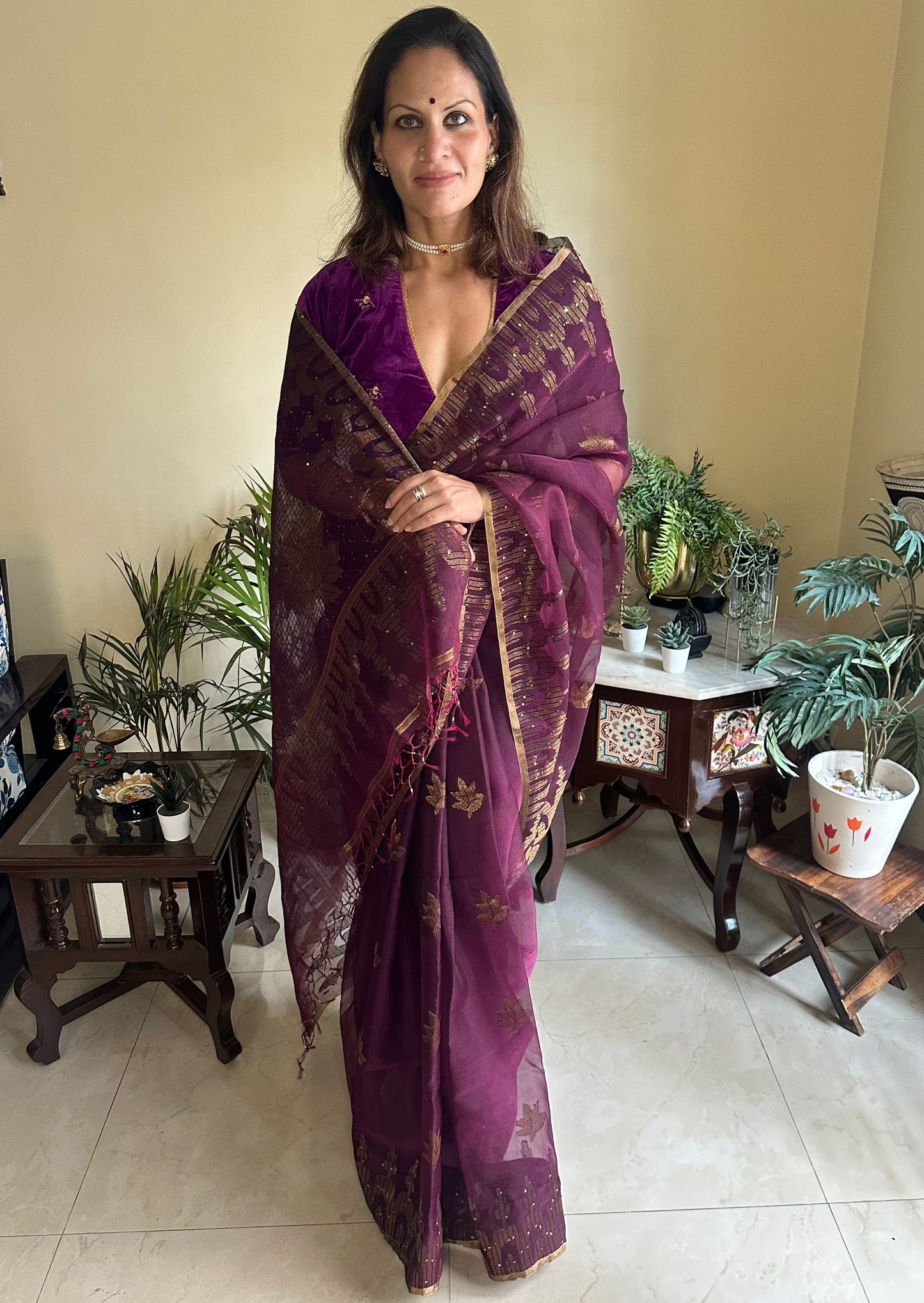 Pure Muslin Silk Handloom Jamdani Sari - Raahini