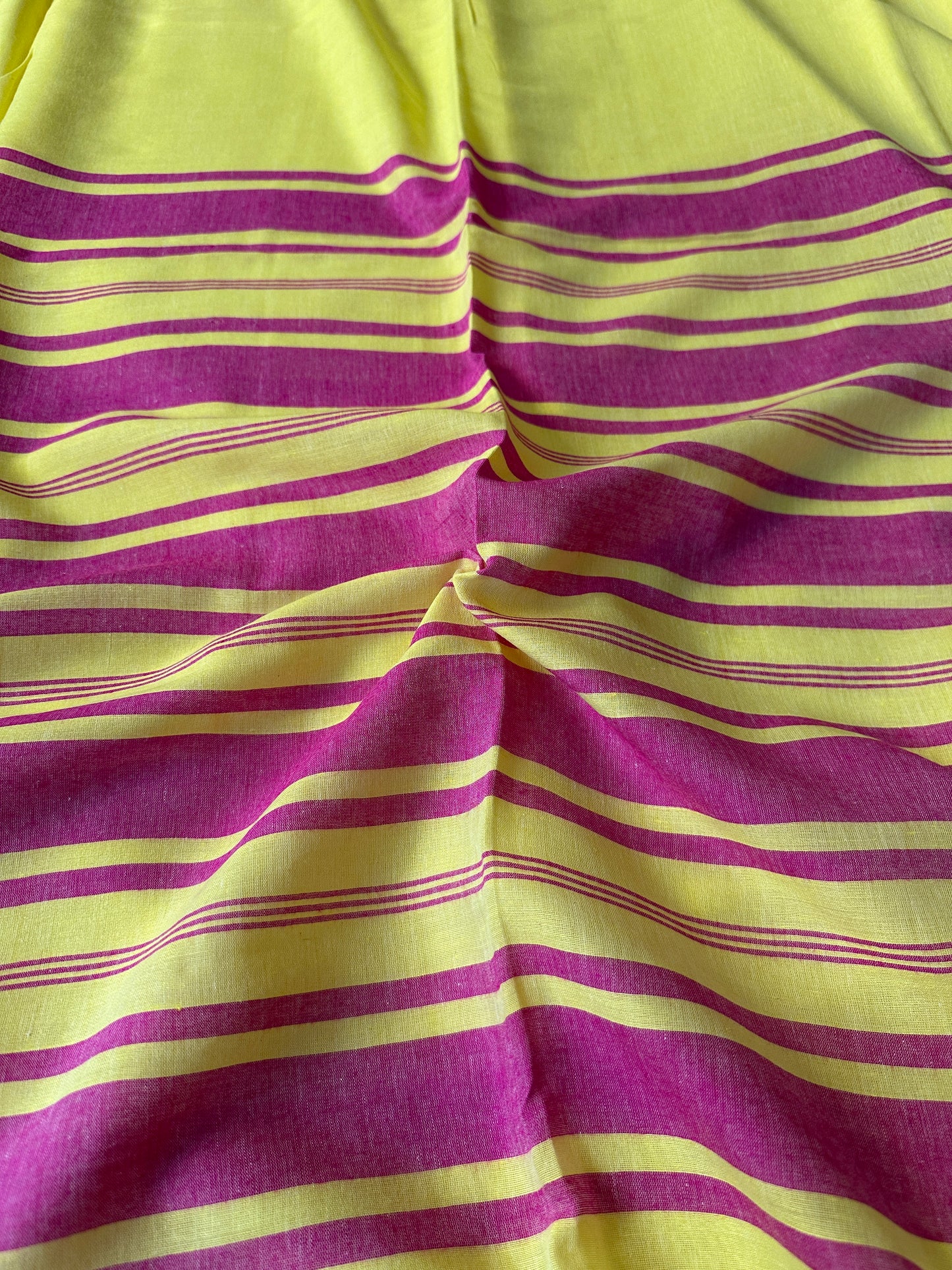 Yellow Cotton and Wool Blend Sari