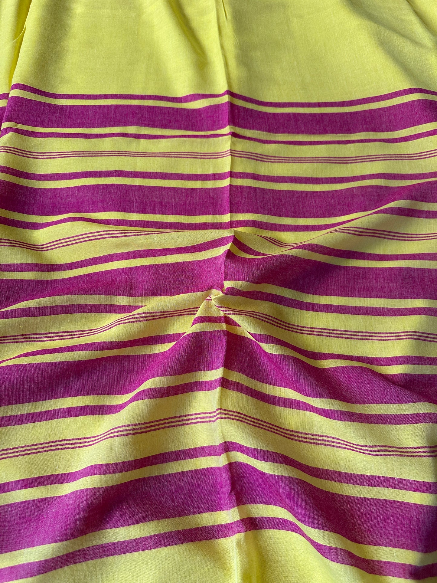 Yellow Cotton and Wool Blend Sari