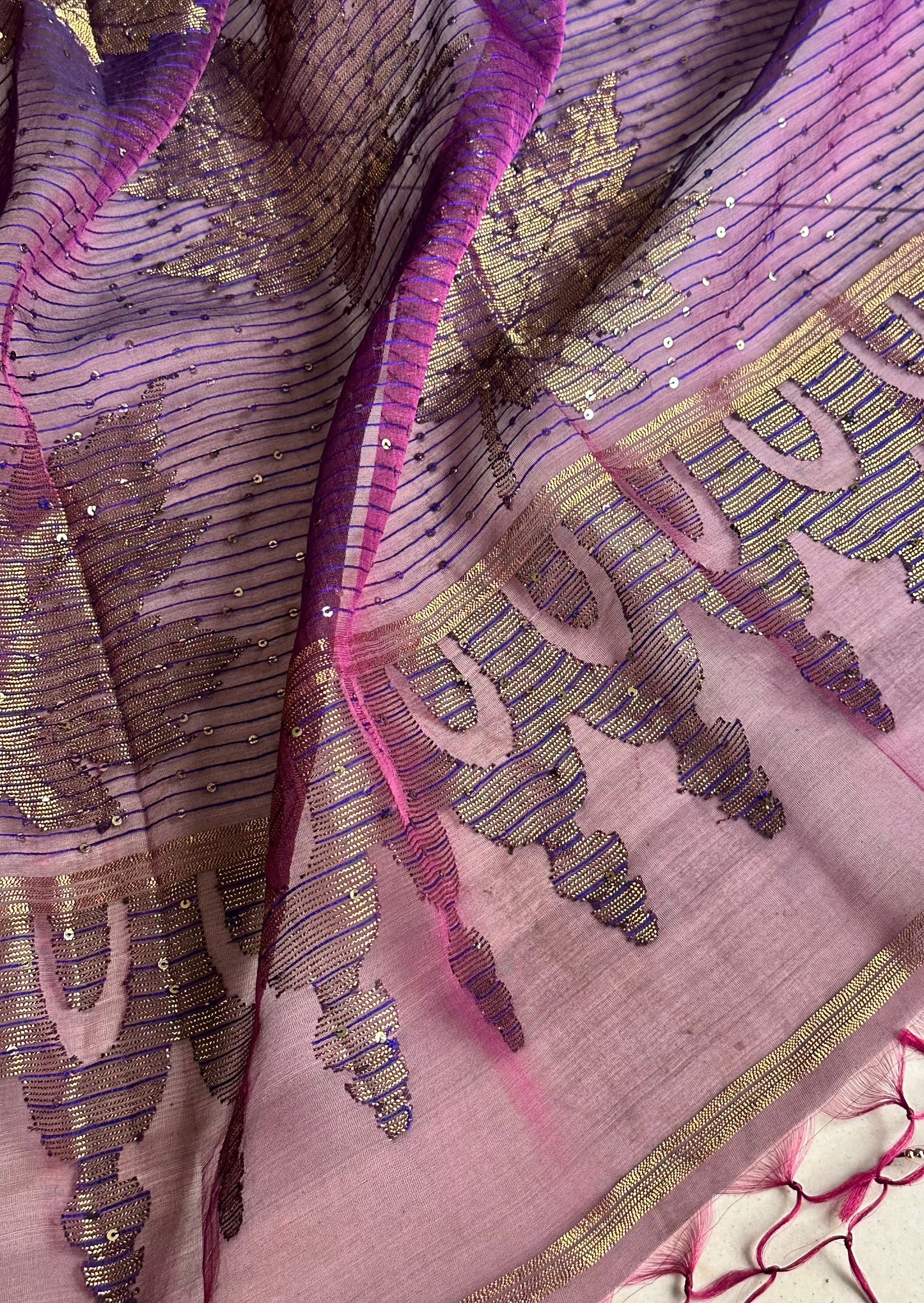 Pure Muslin Silk Handloom Jamdani Sari - Raahini