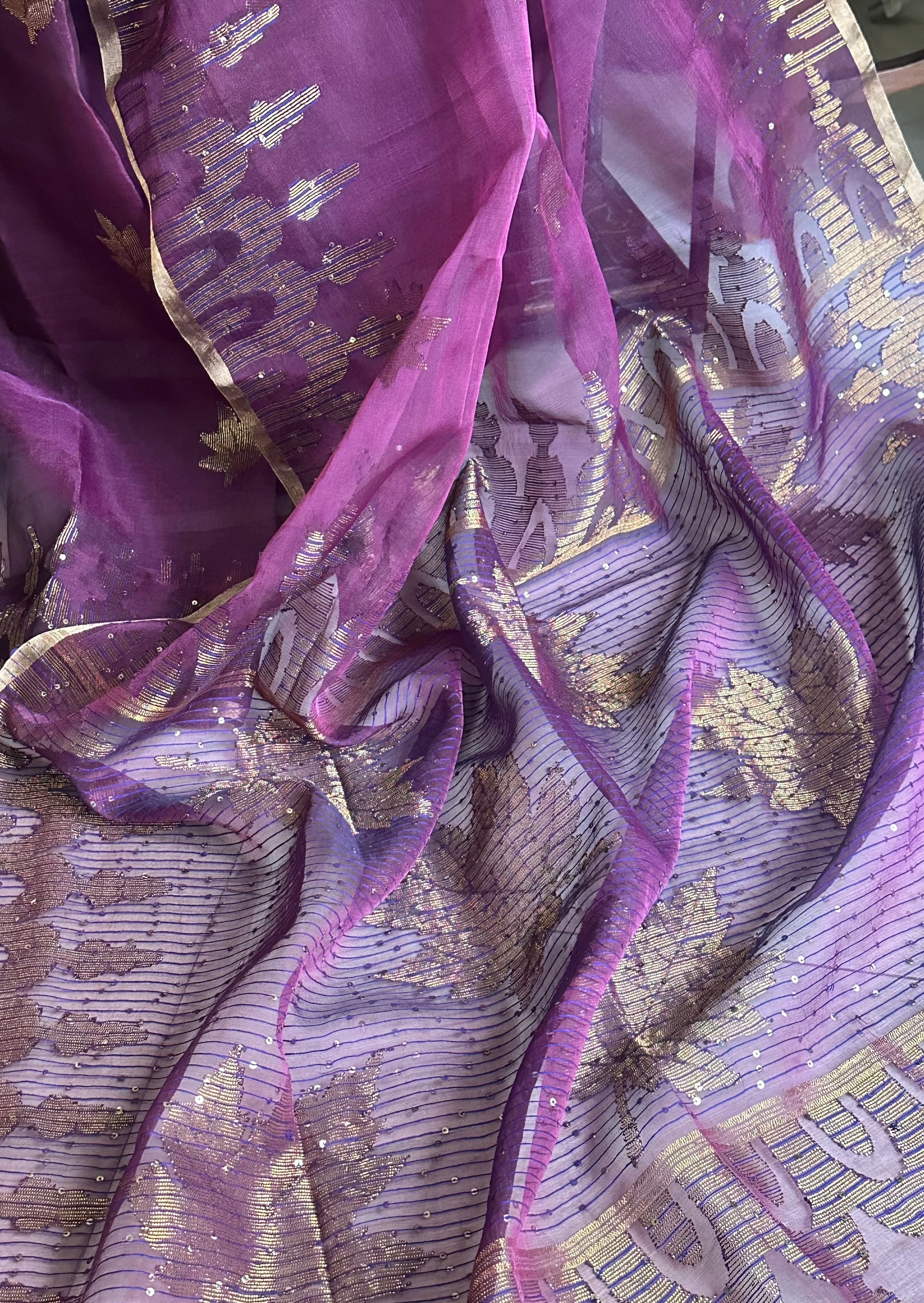 Pure Muslin Silk Handloom Jamdani Sari - Raahini