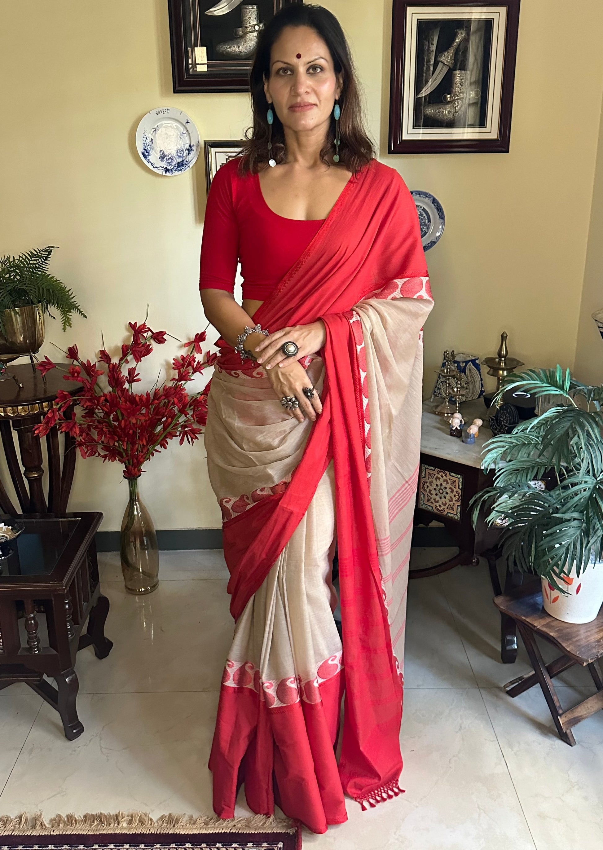 Handloom Soft Bengal Cotton Sari - Raahini