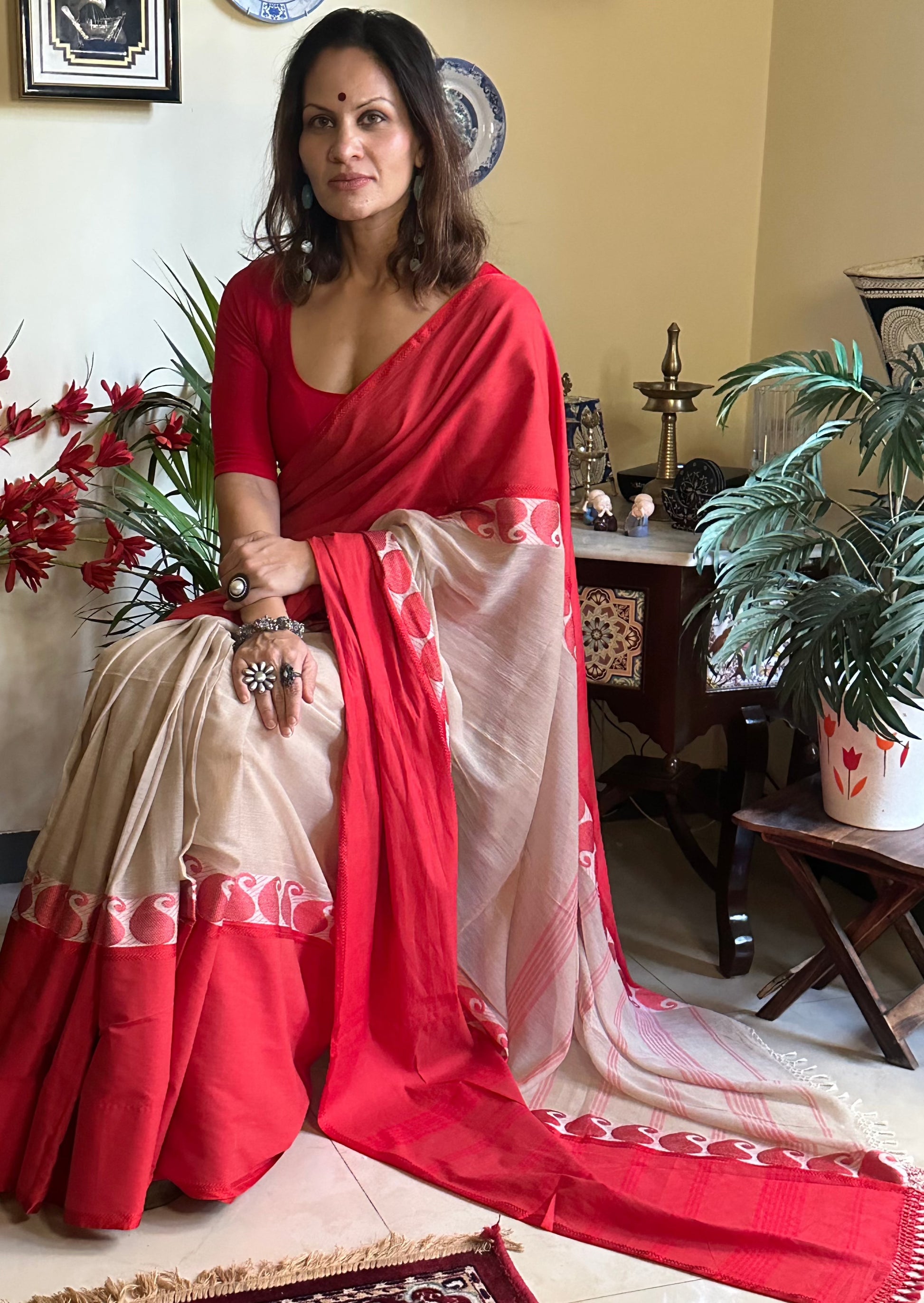 Handloom Soft Bengal Cotton Sari - Raahini