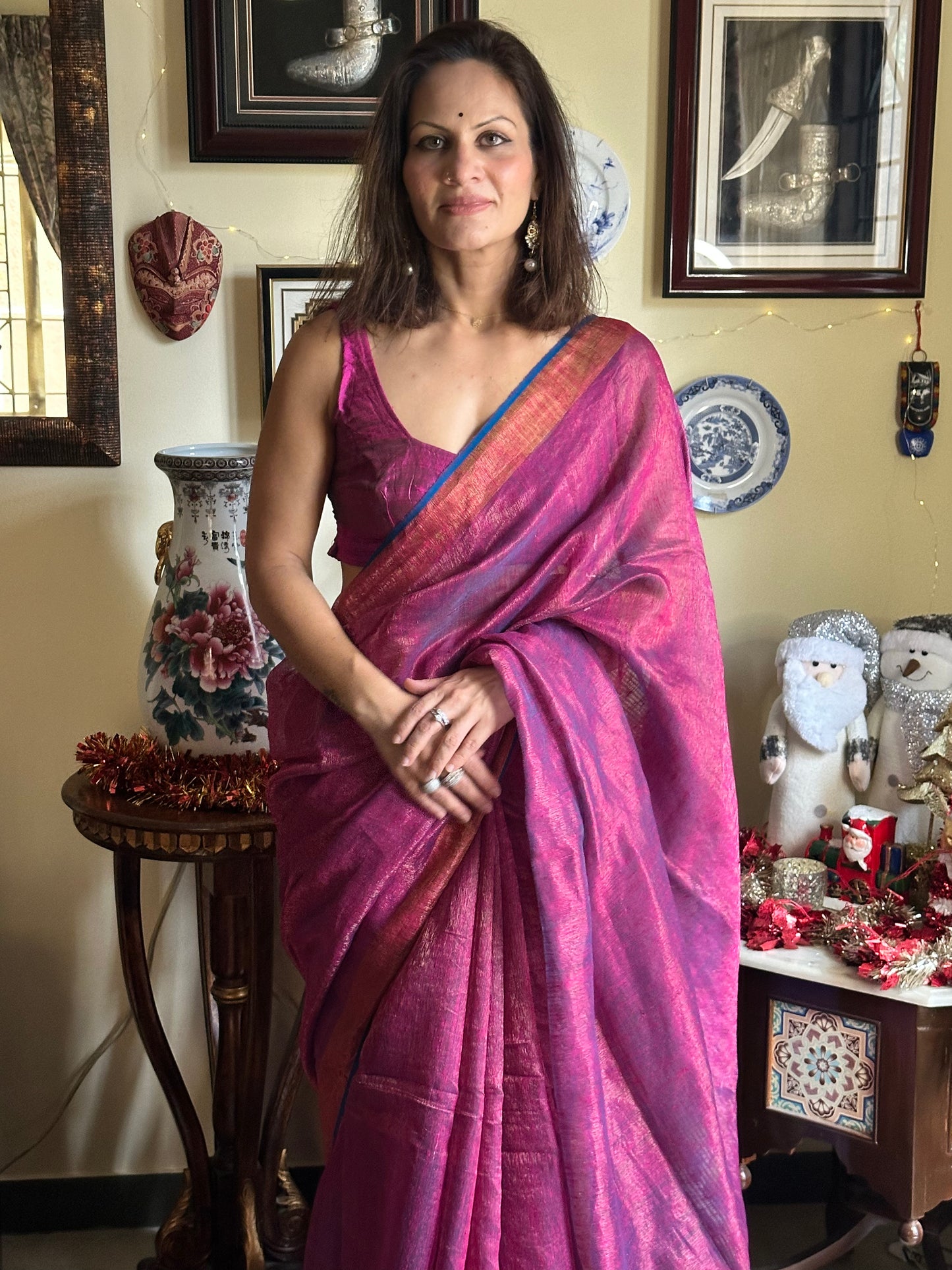 Matka Silk Tissue with Intricate Jamdani Work Over Pallu - Raahini