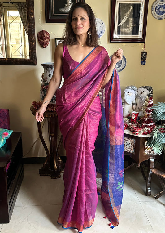 Matka Silk Tissue with Intricate Jamdani Work Over Pallu - Raahini