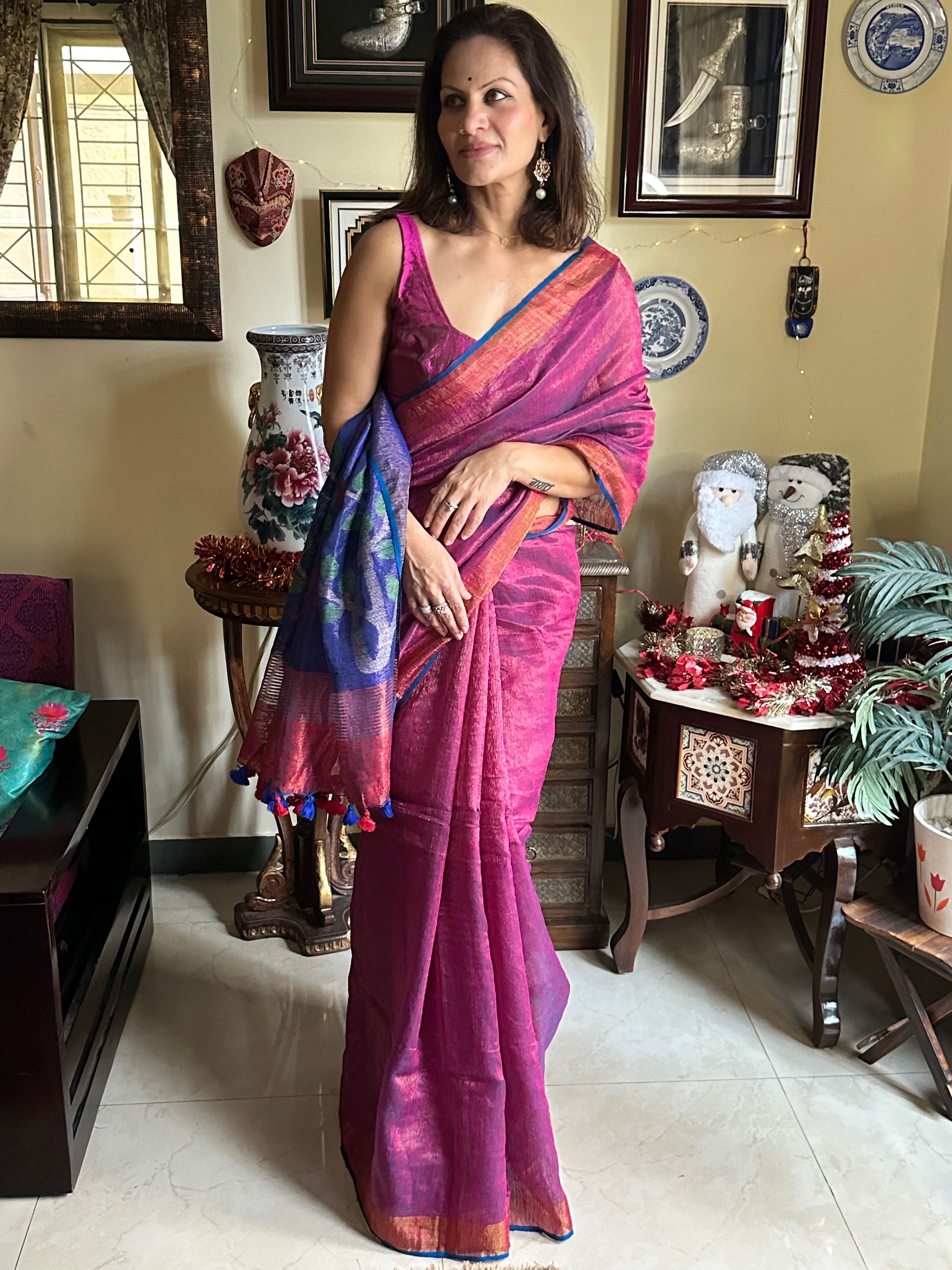 Matka Silk Tissue with Intricate Jamdani Work Over Pallu - Raahini