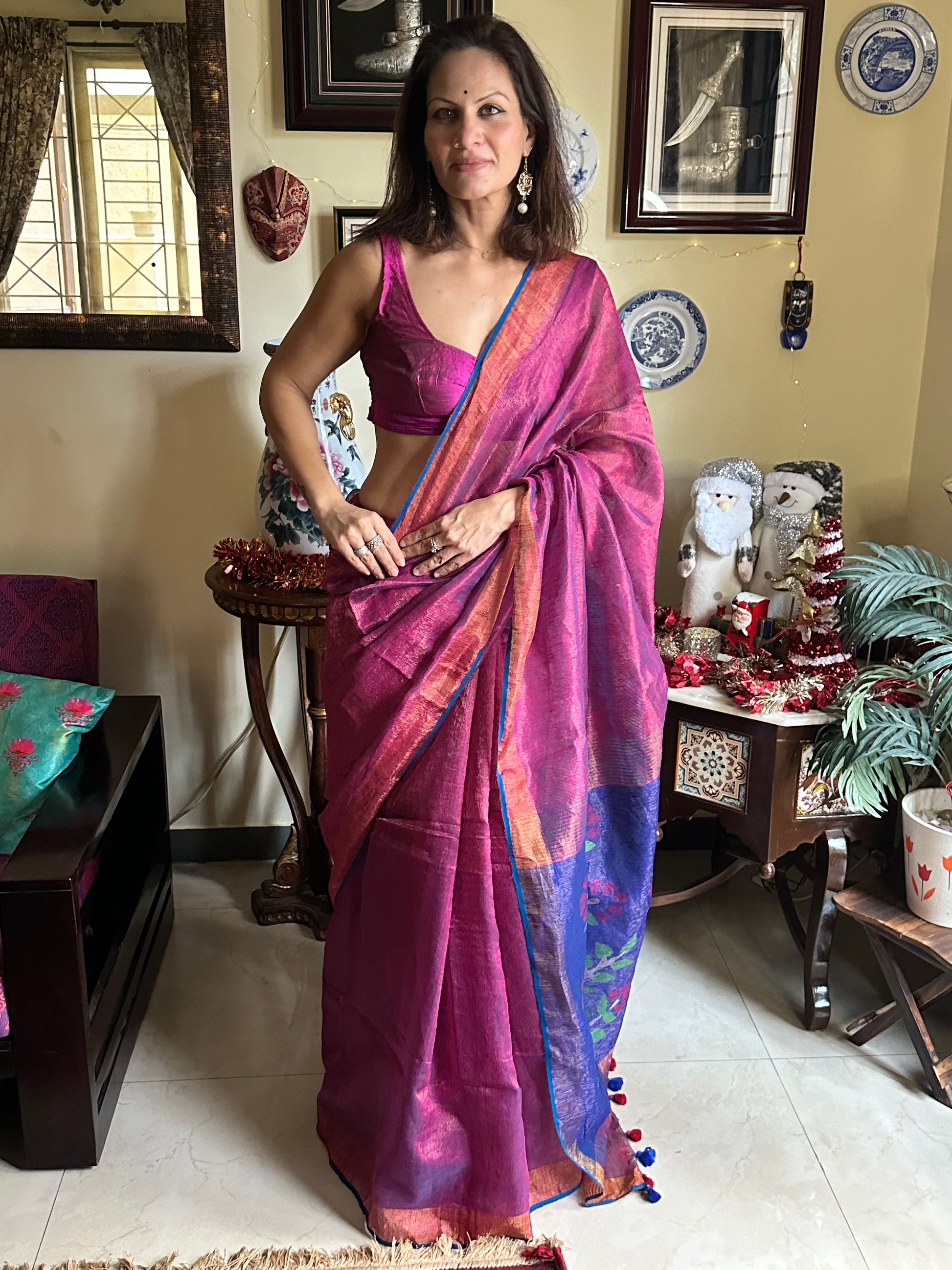 Matka Silk Tissue with Intricate Jamdani Work Over Pallu - Raahini