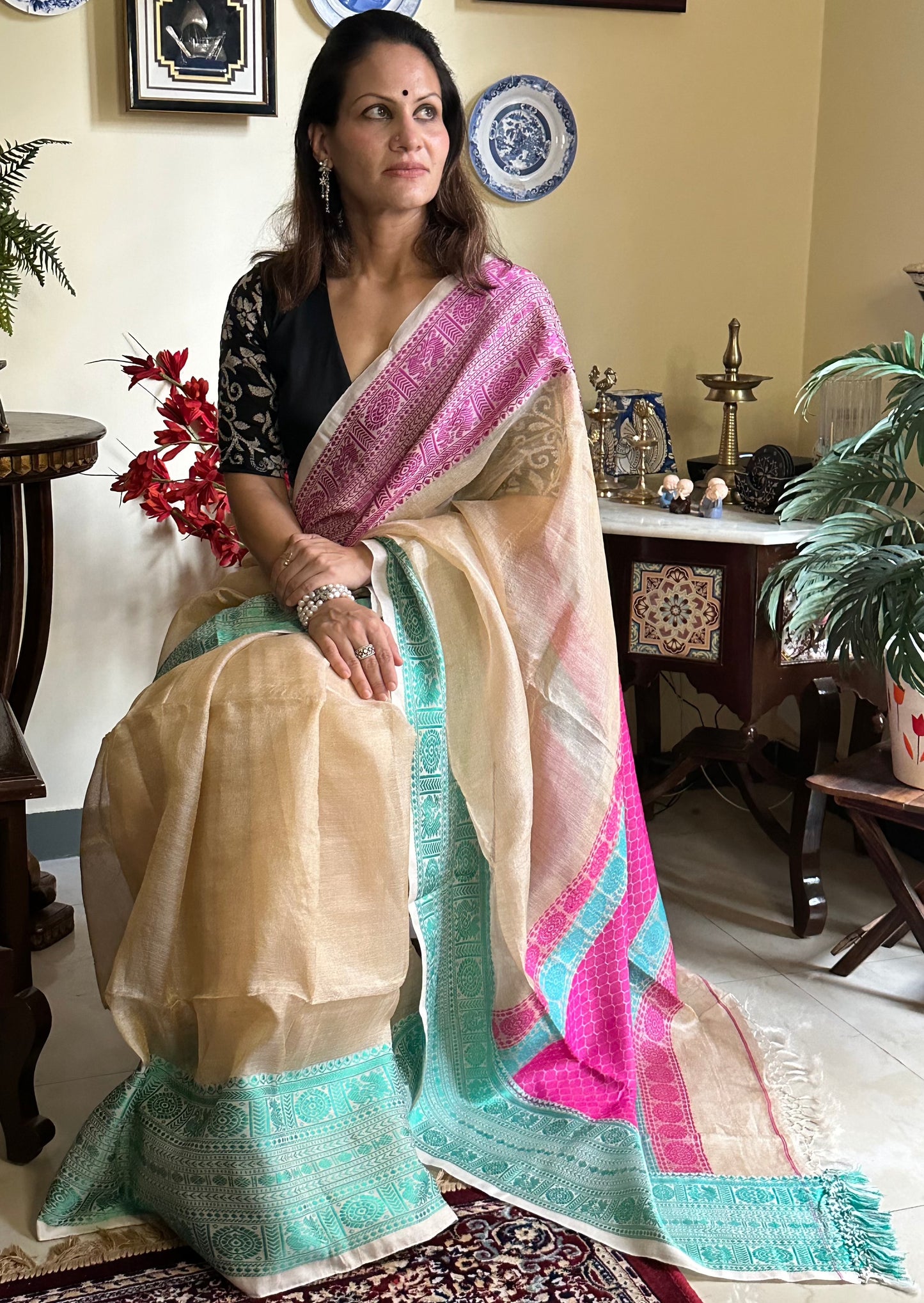 Tassur Silk with Intricate Hand Embroidery - Raahini