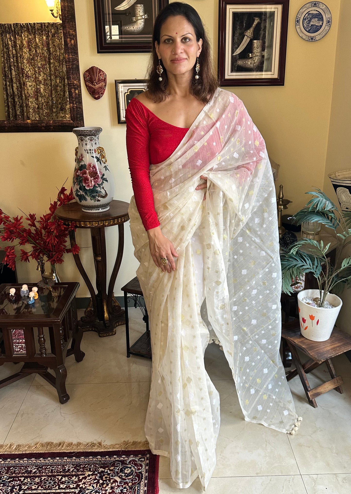 Soft Pure Khaadi and Resham Jamdani - Raahini