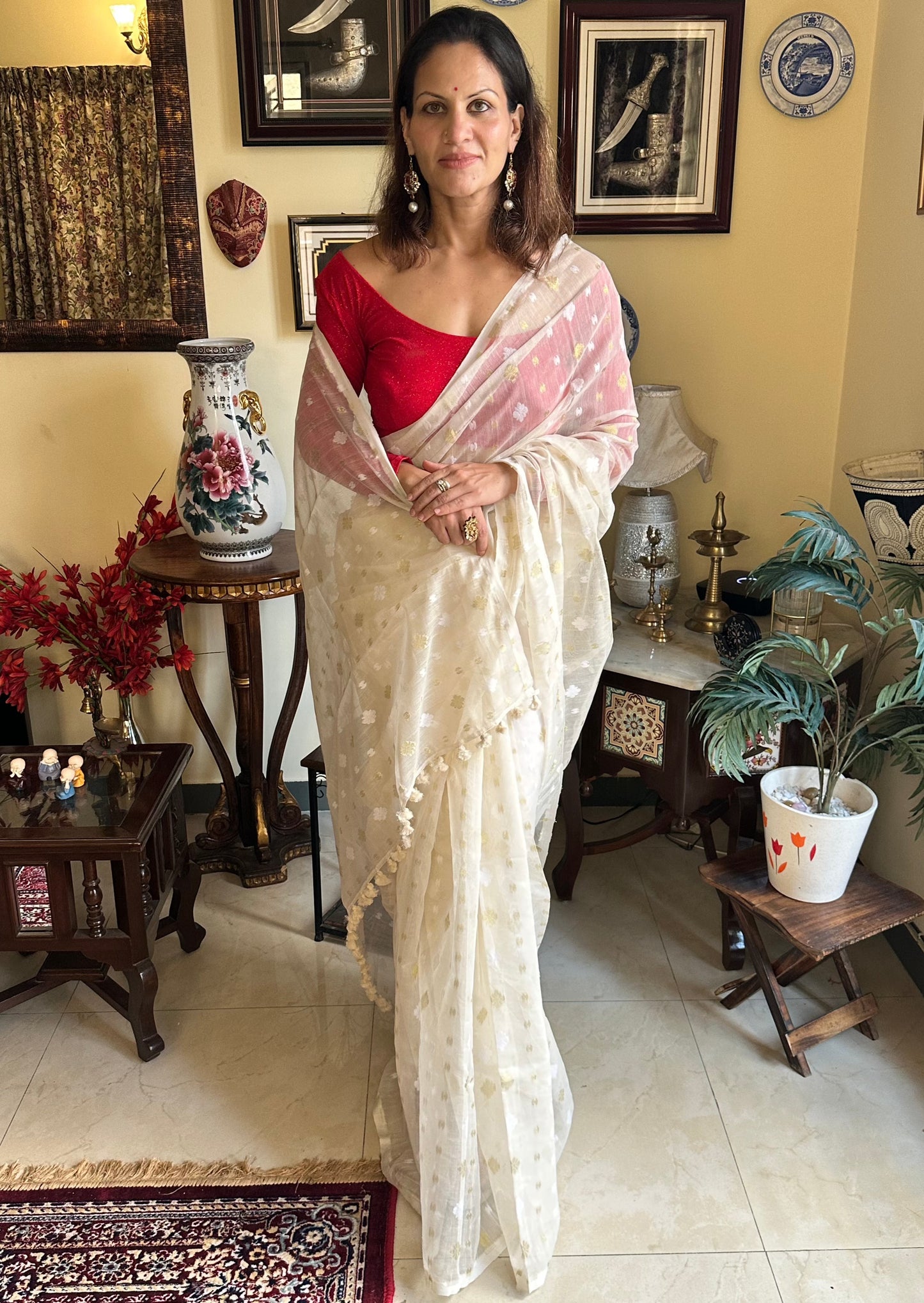 Soft Pure Khaadi and Resham Jamdani - Raahini