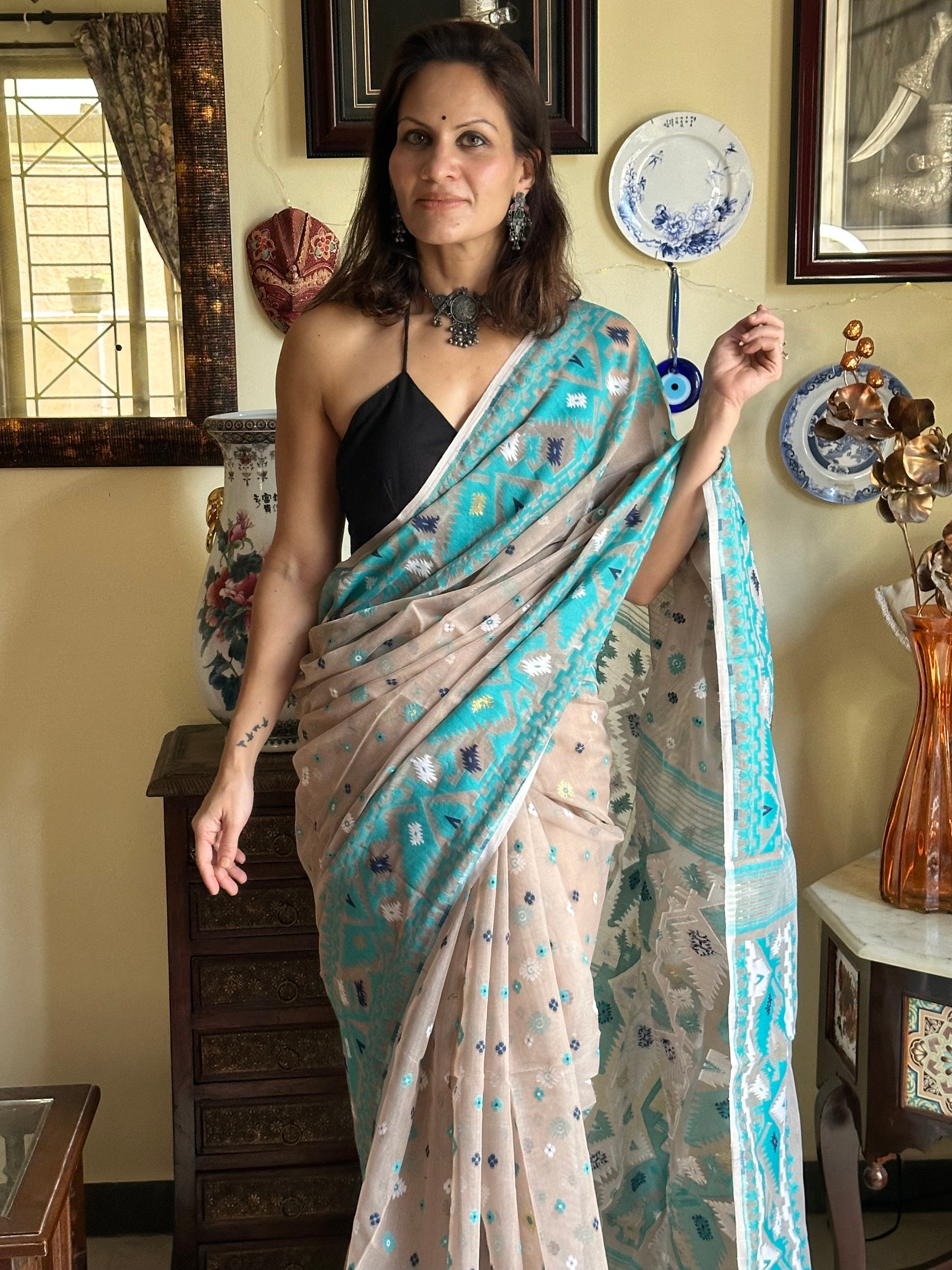 Jacquard Weaving Cotton Silk Jamdani - Raahini