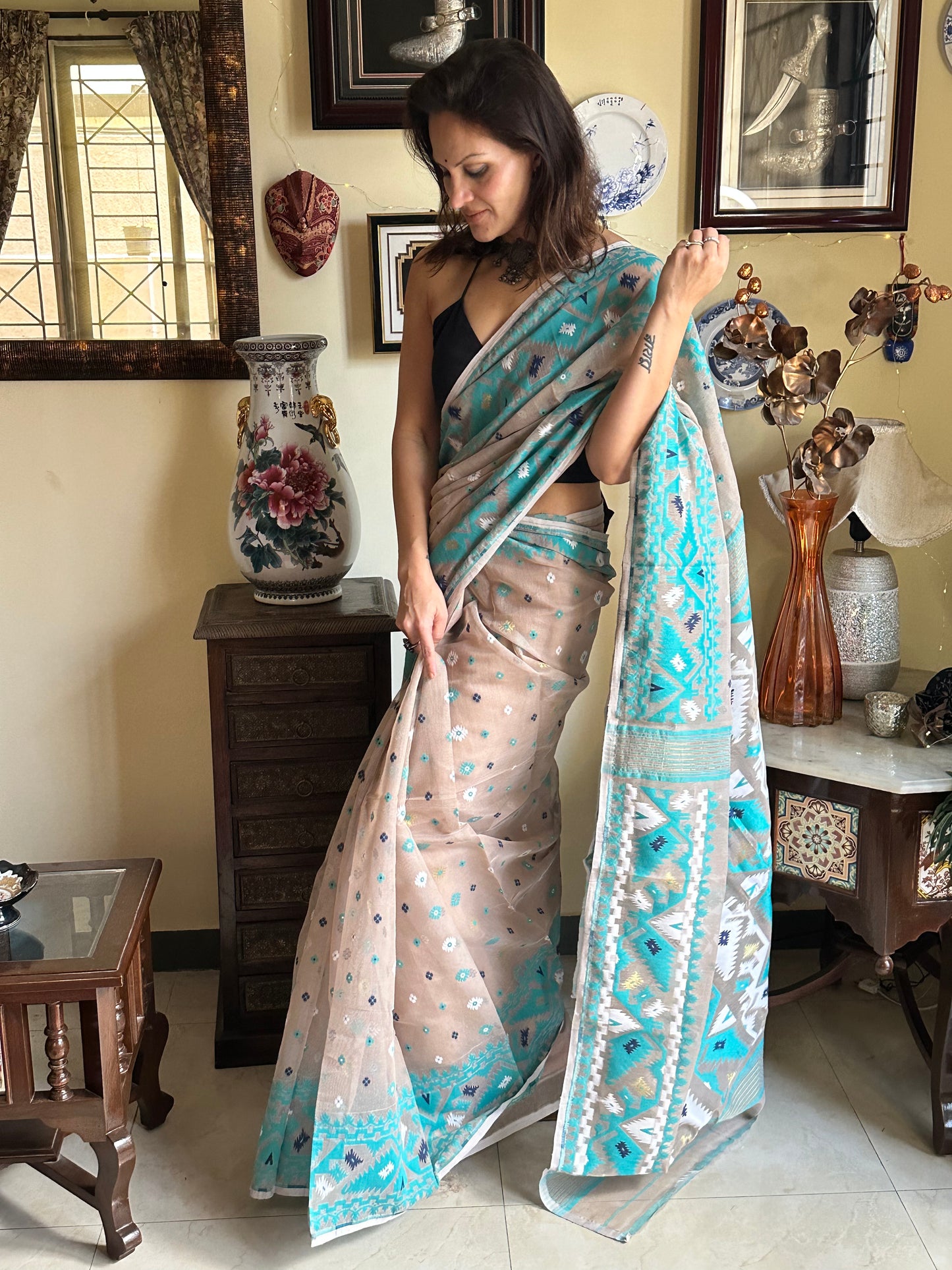 Jacquard Weaving Cotton Silk Jamdani - Raahini