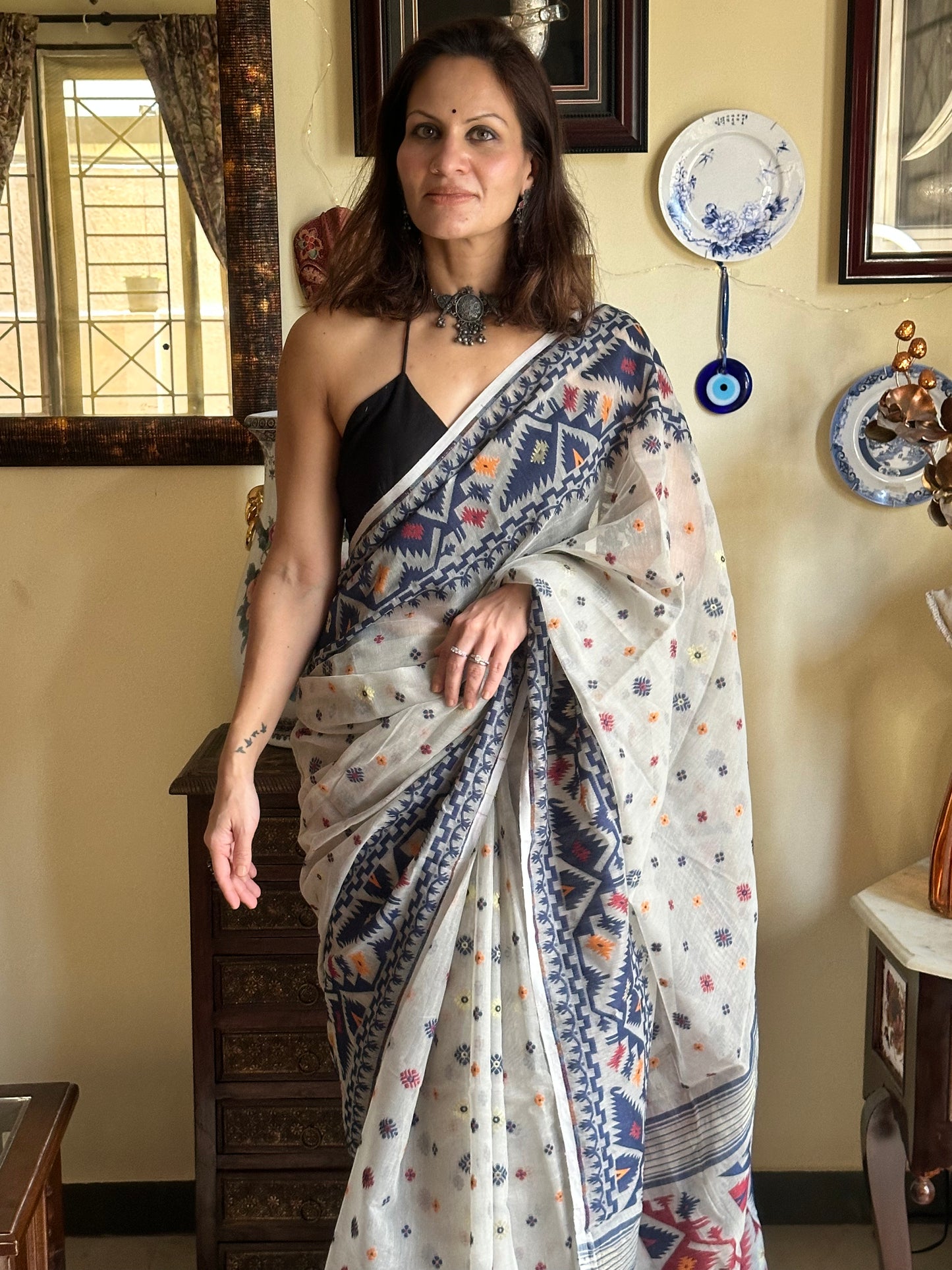 Jacquard Weaving Cotton Silk Jamdani - Raahini