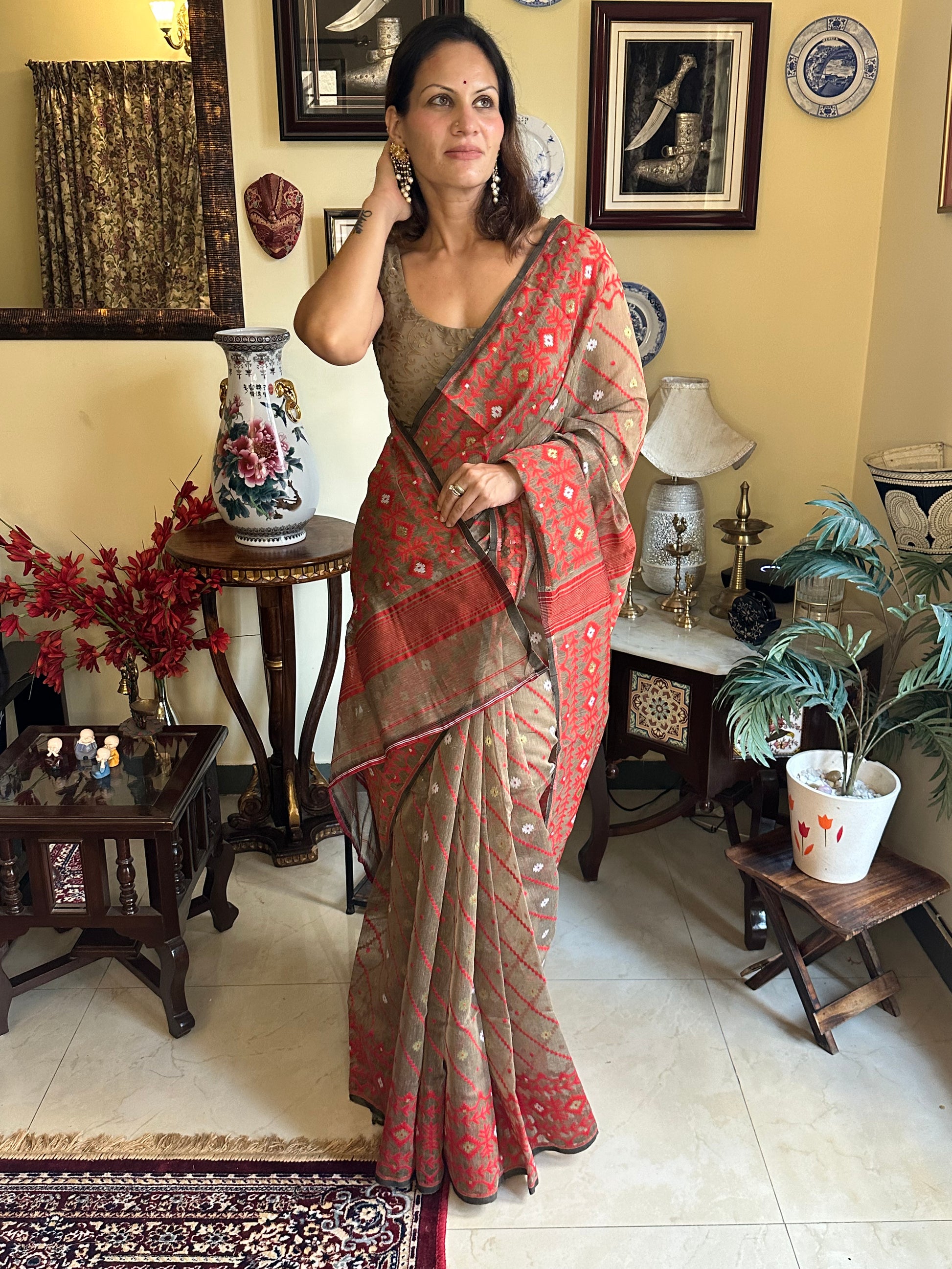 Jacquard Weaving Cotton Silk Jamdani - Raahini