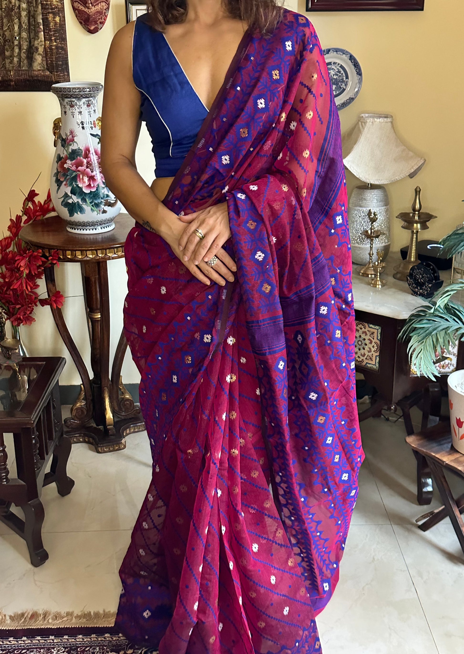 Jacquard Weaving Cotton Silk Jamdani - Raahini