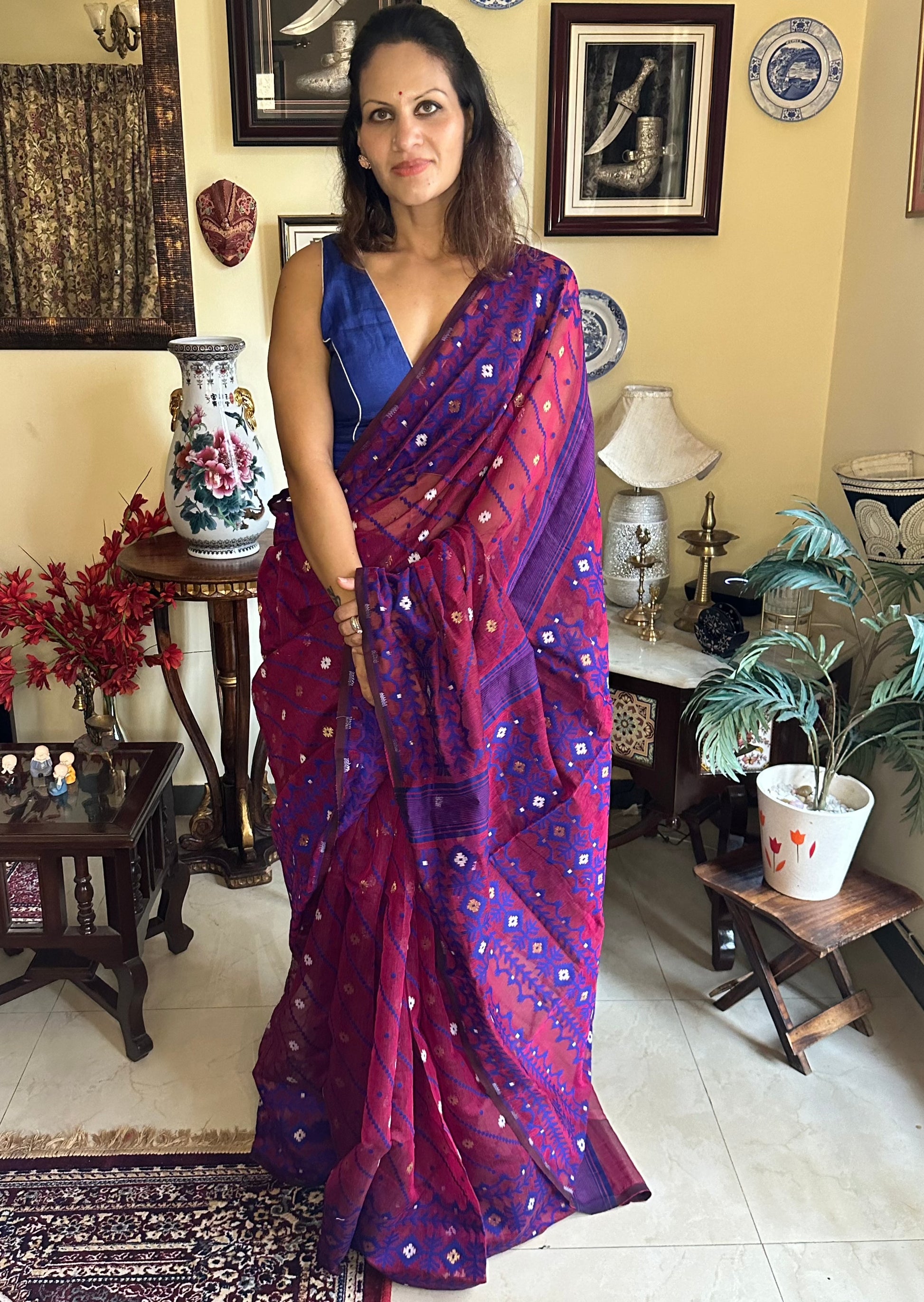 Jacquard Weaving Cotton Silk Jamdani - Raahini