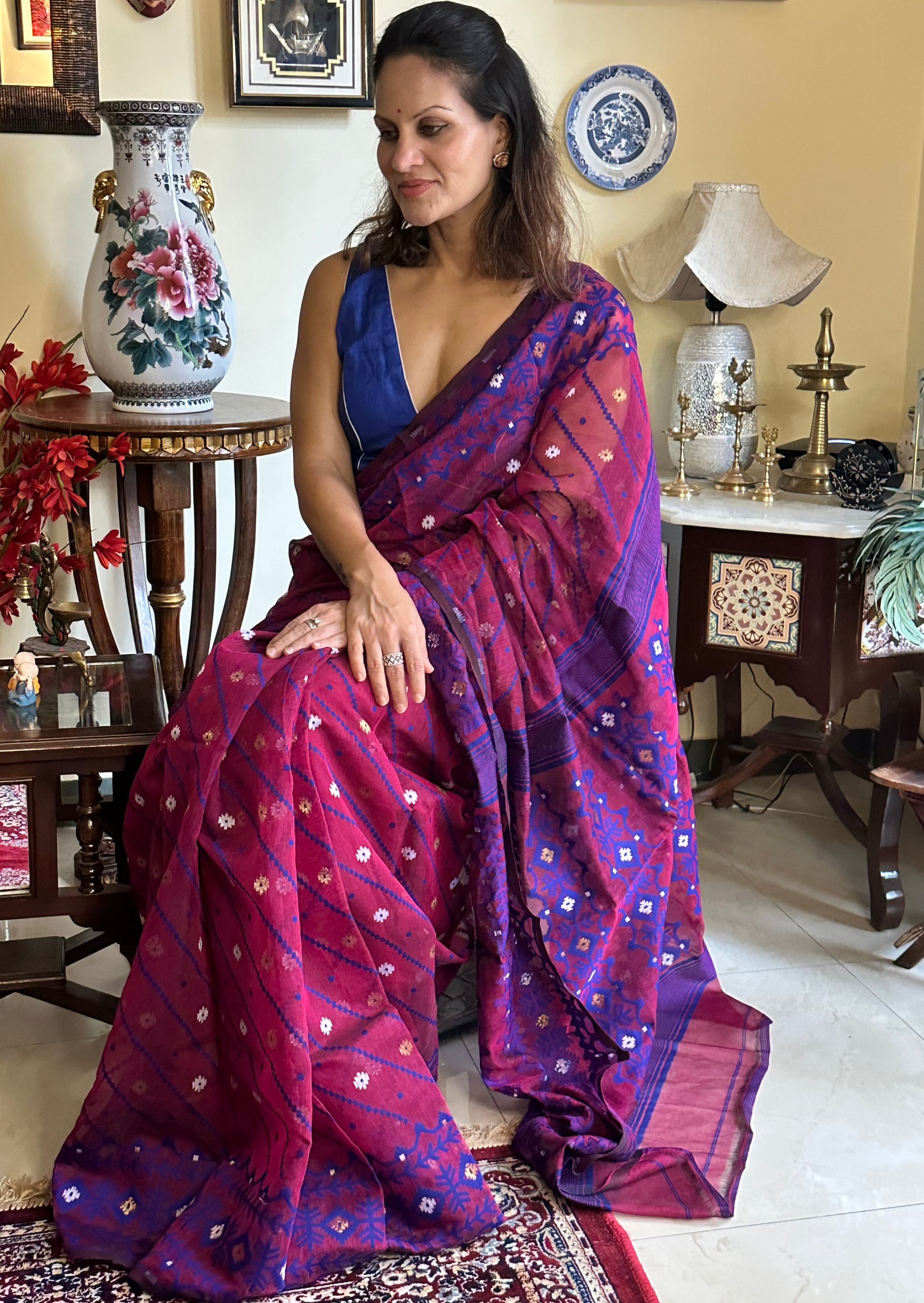 Jacquard Weaving Cotton Silk Jamdani - Raahini