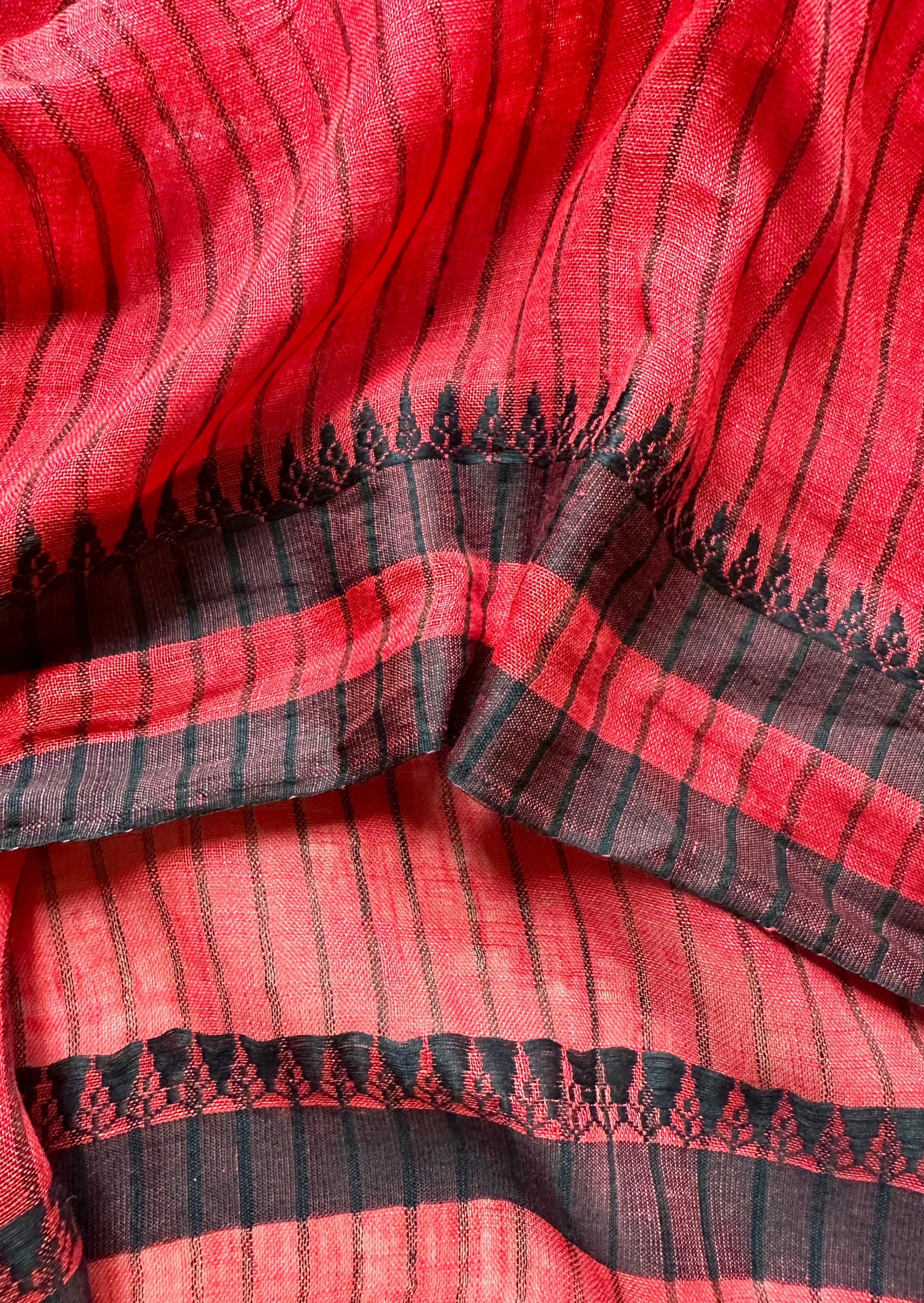 Handloom Pure Linen with Woven Border - Raahini