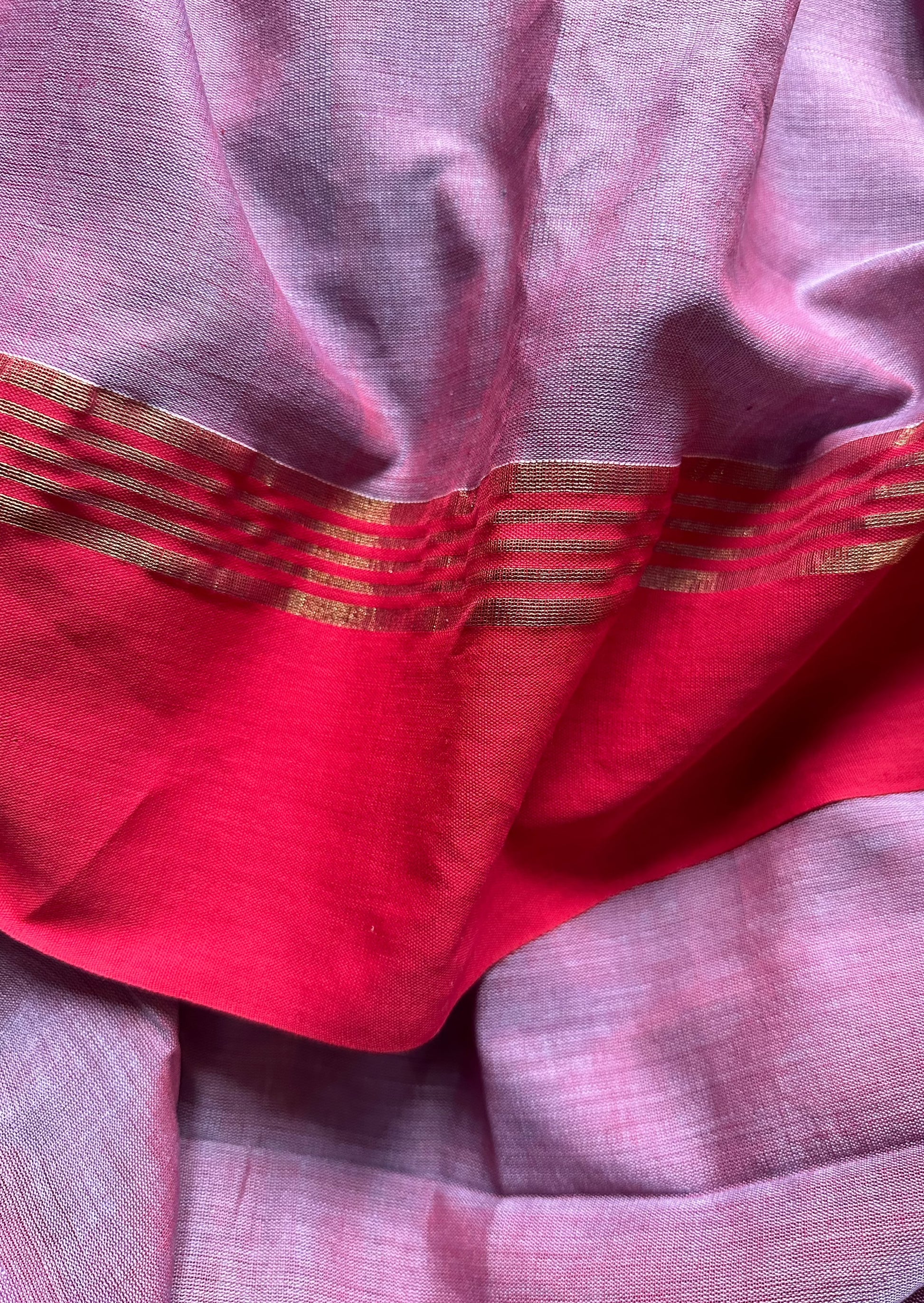 Handloom Soft Cotton Jamdani with Woven Pattern & Zari Stripes - Raahini