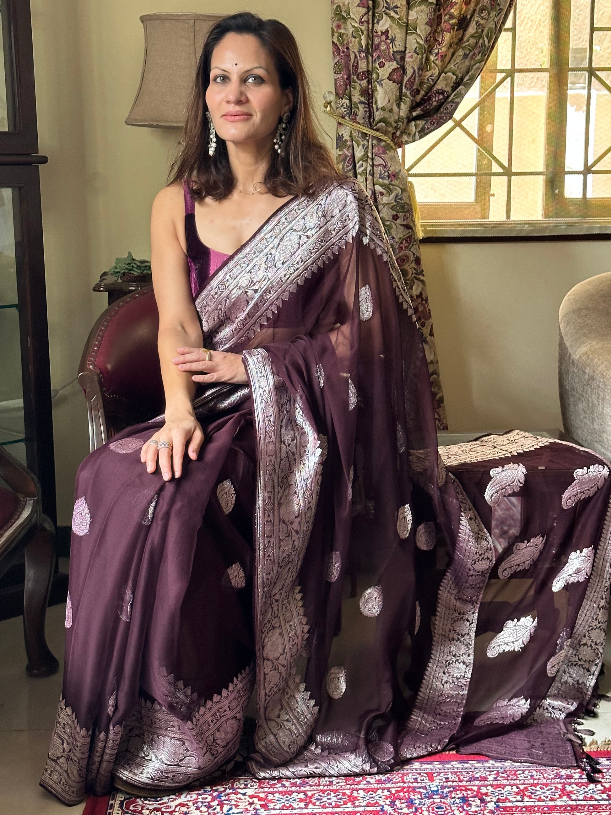 Pure Banarasi Chiffon Khadwa with Zari - Raahini