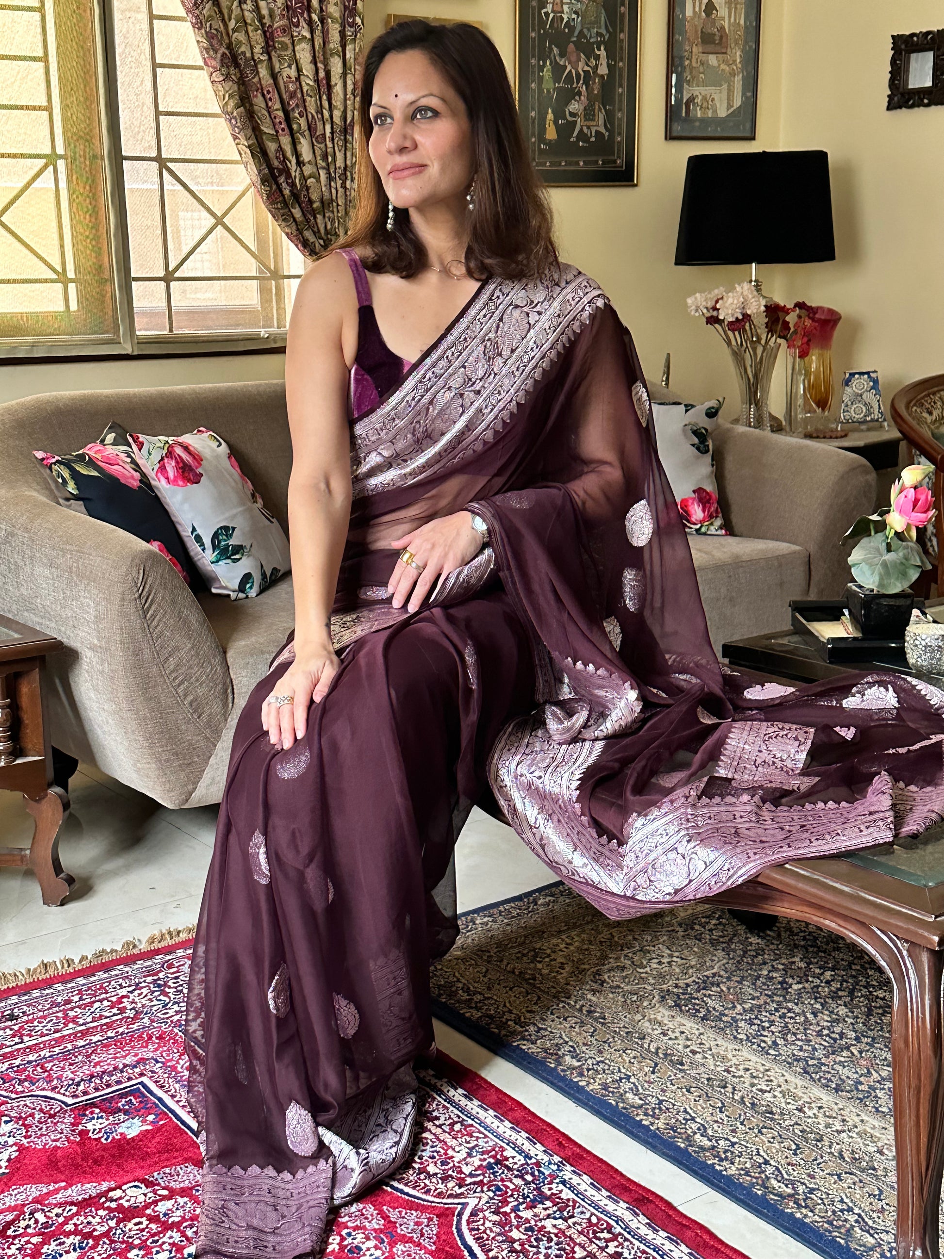 Pure Banarasi Chiffon Khadwa with Zari - Raahini