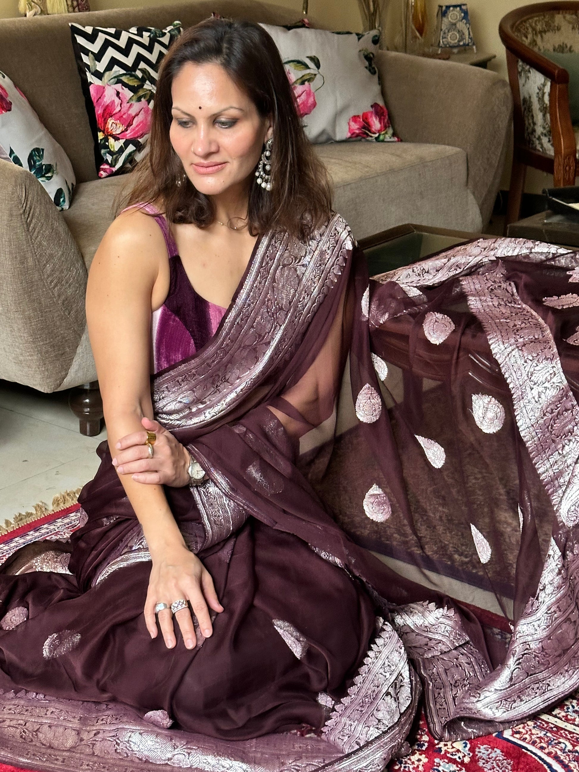 Pure Banarasi Chiffon Khadwa with Zari - Raahini