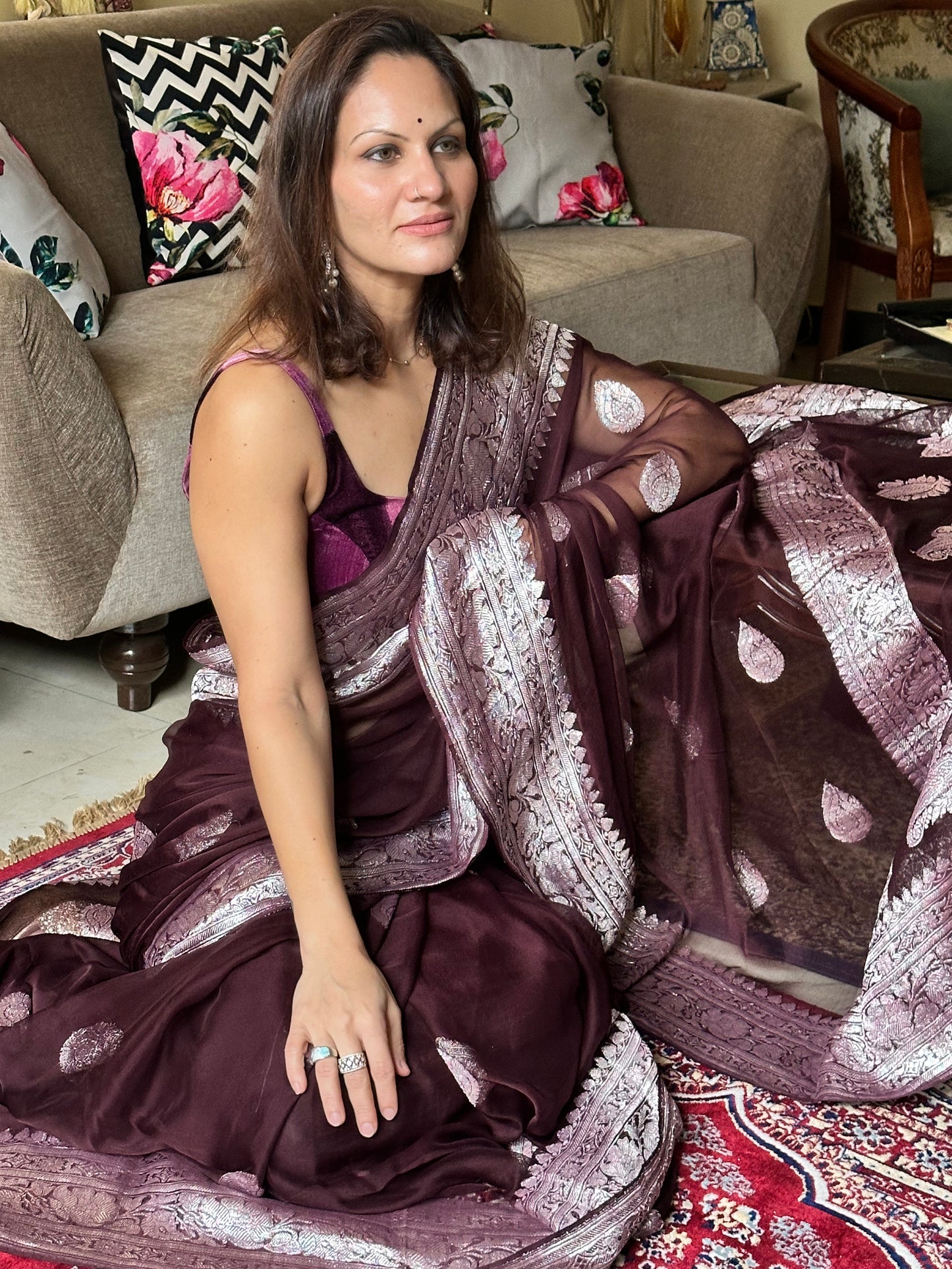 Pure Banarasi Chiffon Khadwa with Zari - Raahini