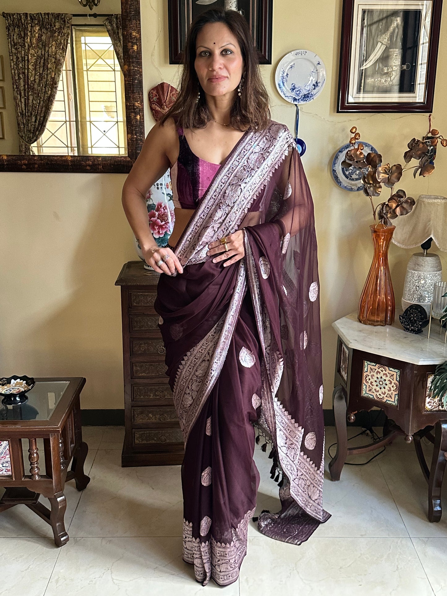 Pure Banarasi Chiffon Khadwa with Zari - Raahini