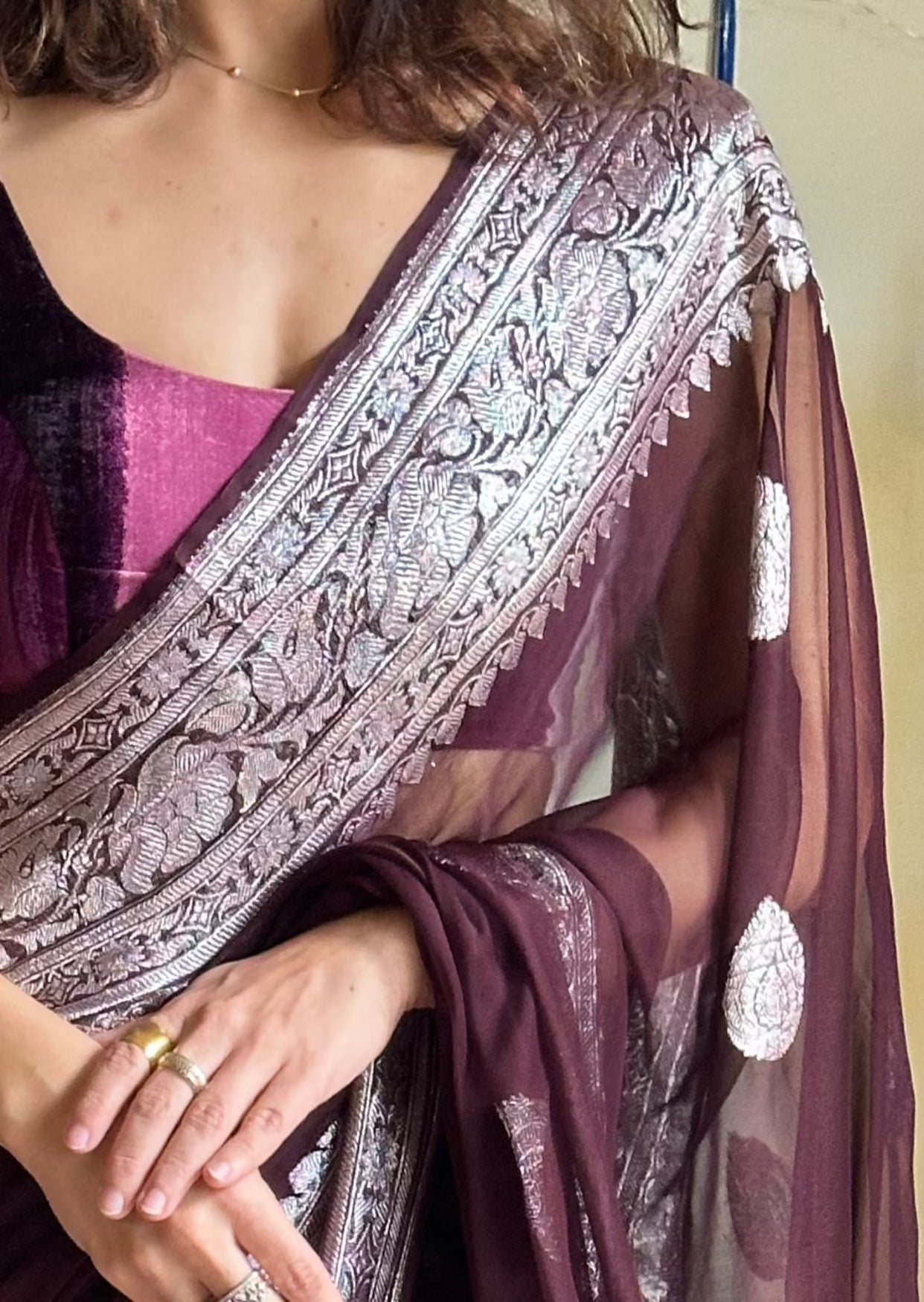 Pure Banarasi Chiffon Khadwa with Zari - Raahini