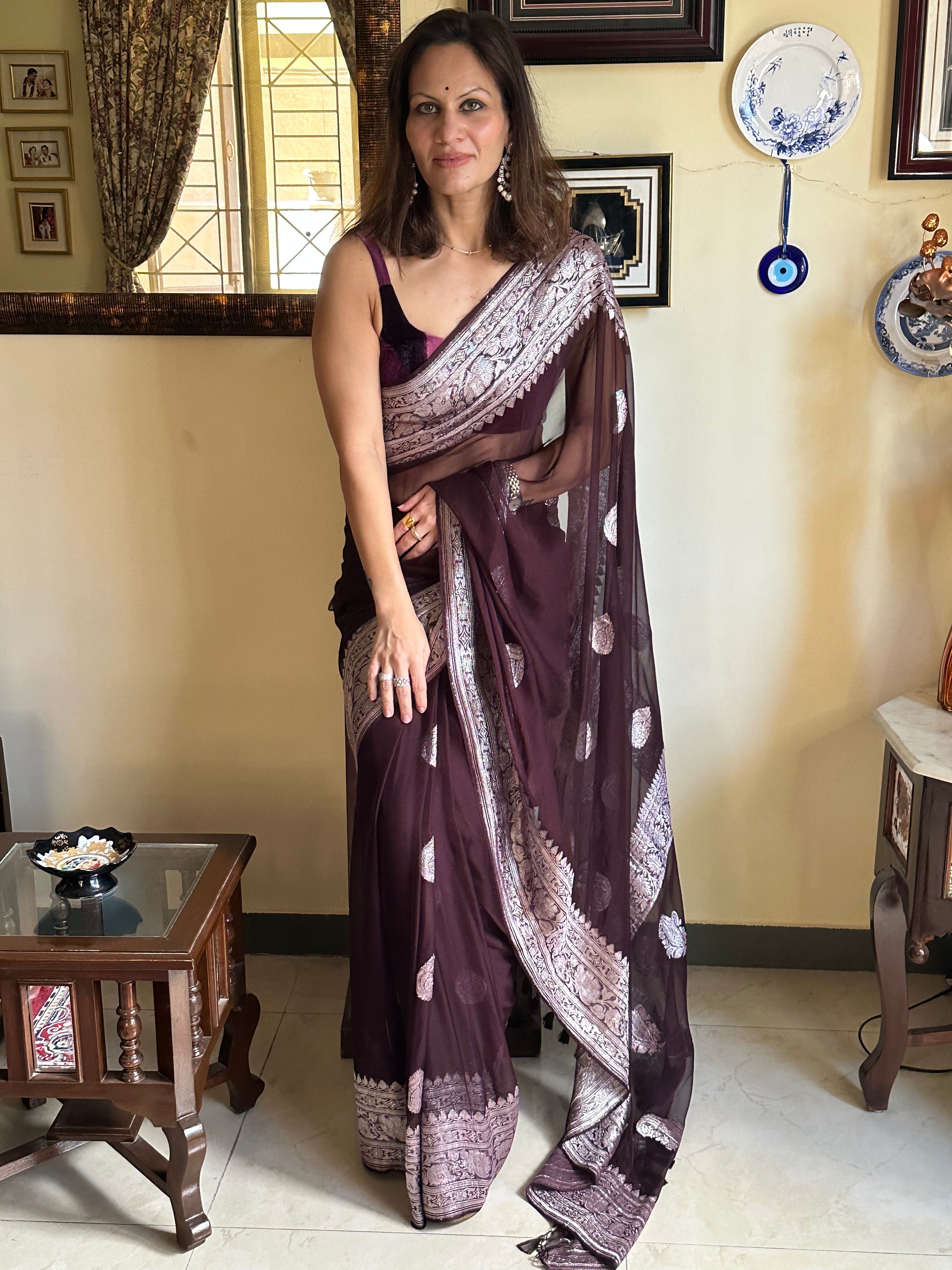 Pure Banarasi Chiffon Khadwa with Zari - Raahini