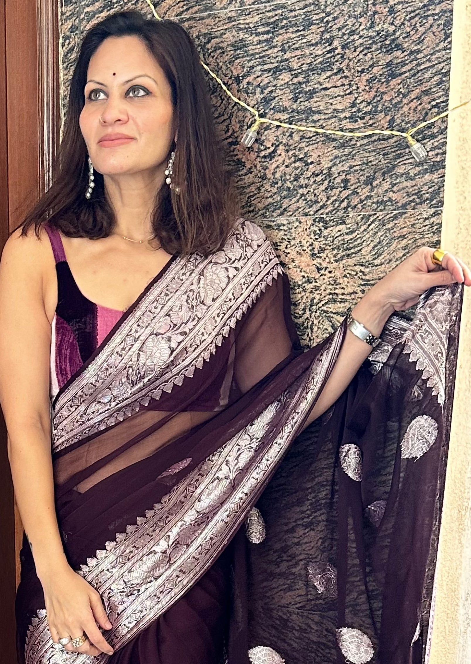 Pure Banarasi Chiffon Khadwa with Zari - Raahini