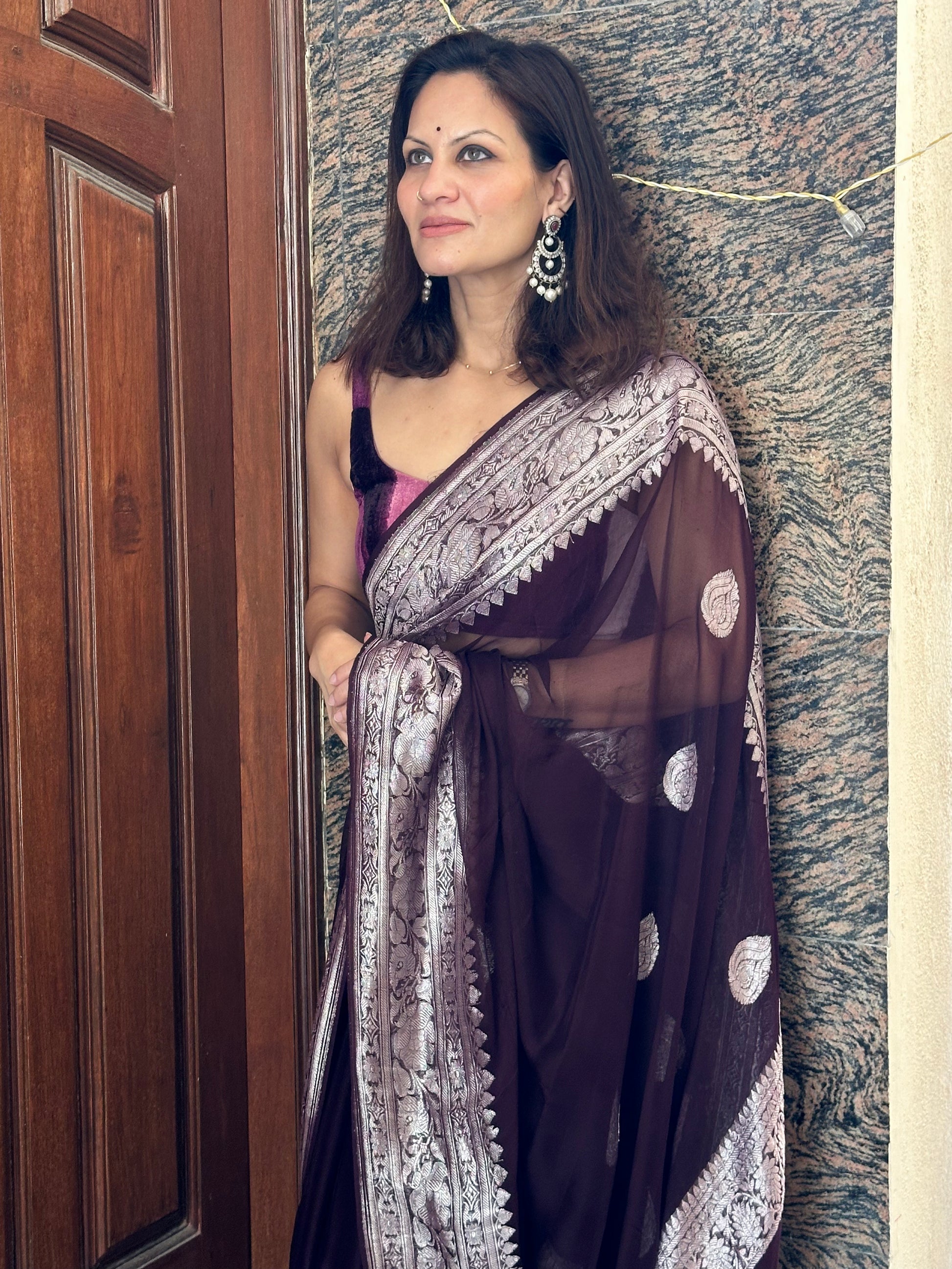 Pure Banarasi Chiffon Khadwa with Zari - Raahini