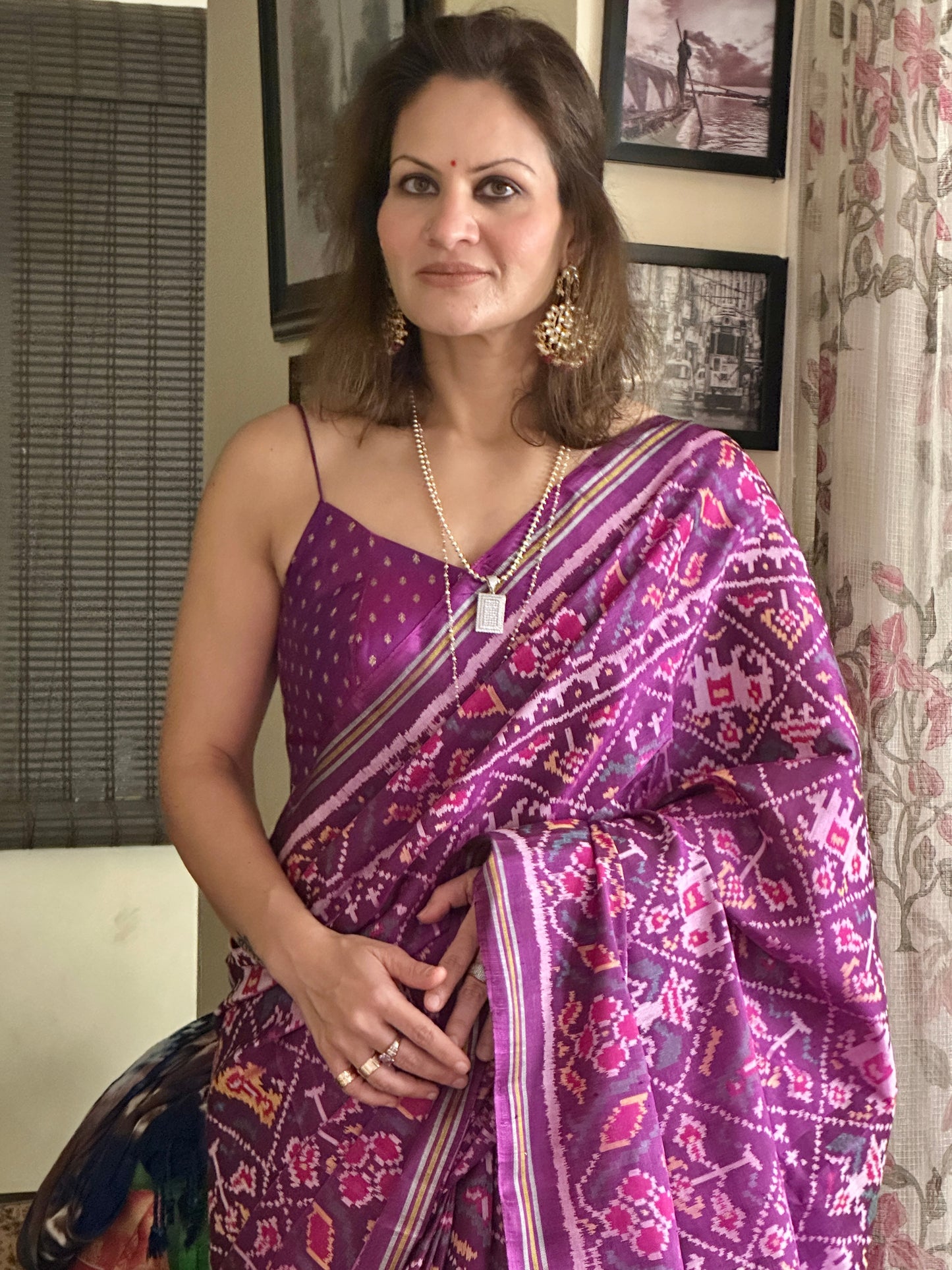 Purple Handwoven Pure Mulberry Silk Patola Saree