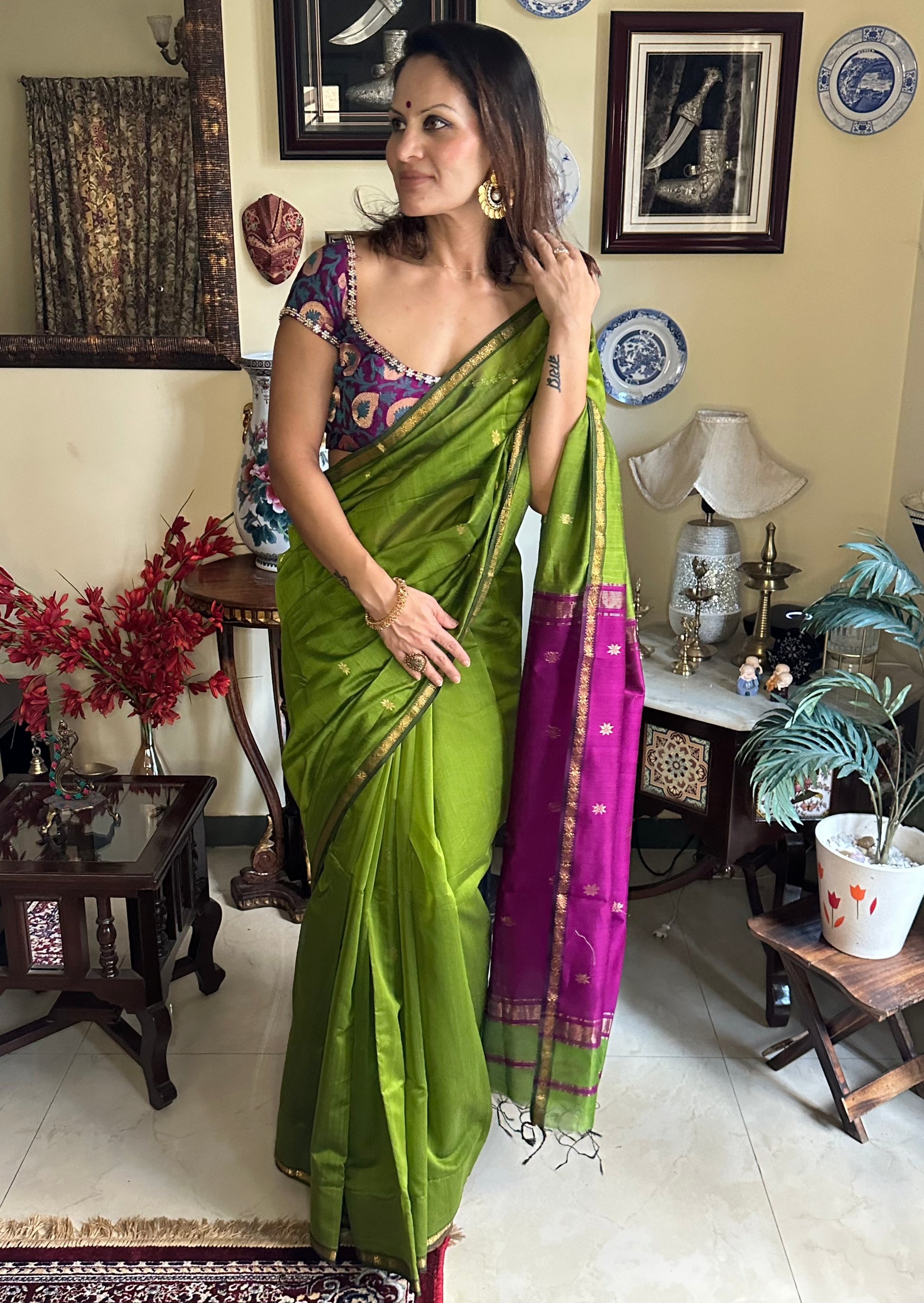 Handloom Pure Maheshwari Sari - Raahini