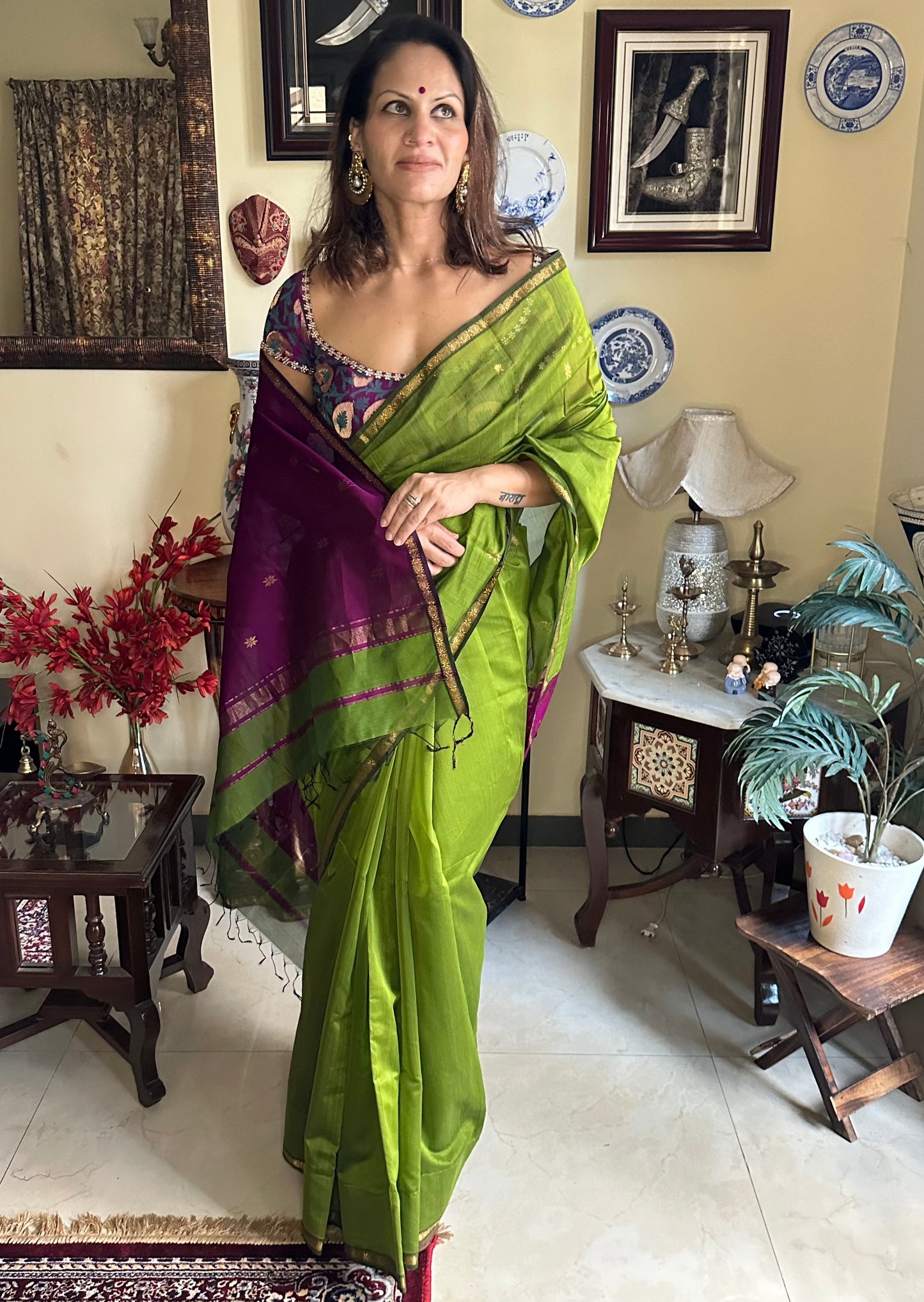 Handloom Pure Maheshwari Sari - Raahini