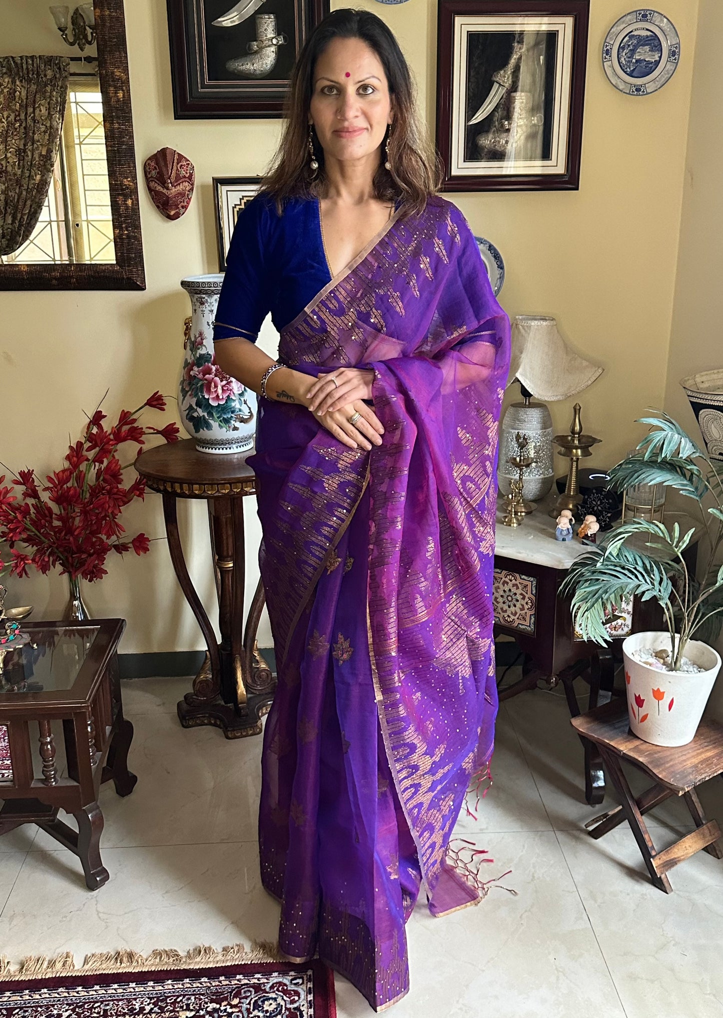 Pure Muslin Silk Handloom Jamdani Sari - Raahini