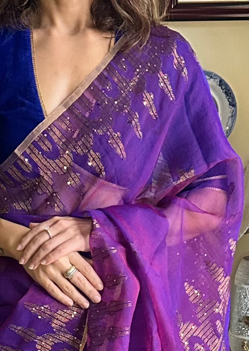 Pure Muslin Silk Handloom Jamdani Sari - Raahini